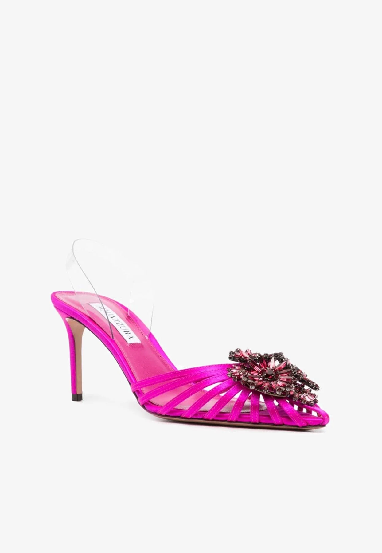 Aquazzura Margarita 75 Satin Slingback Pumps Women Shoes