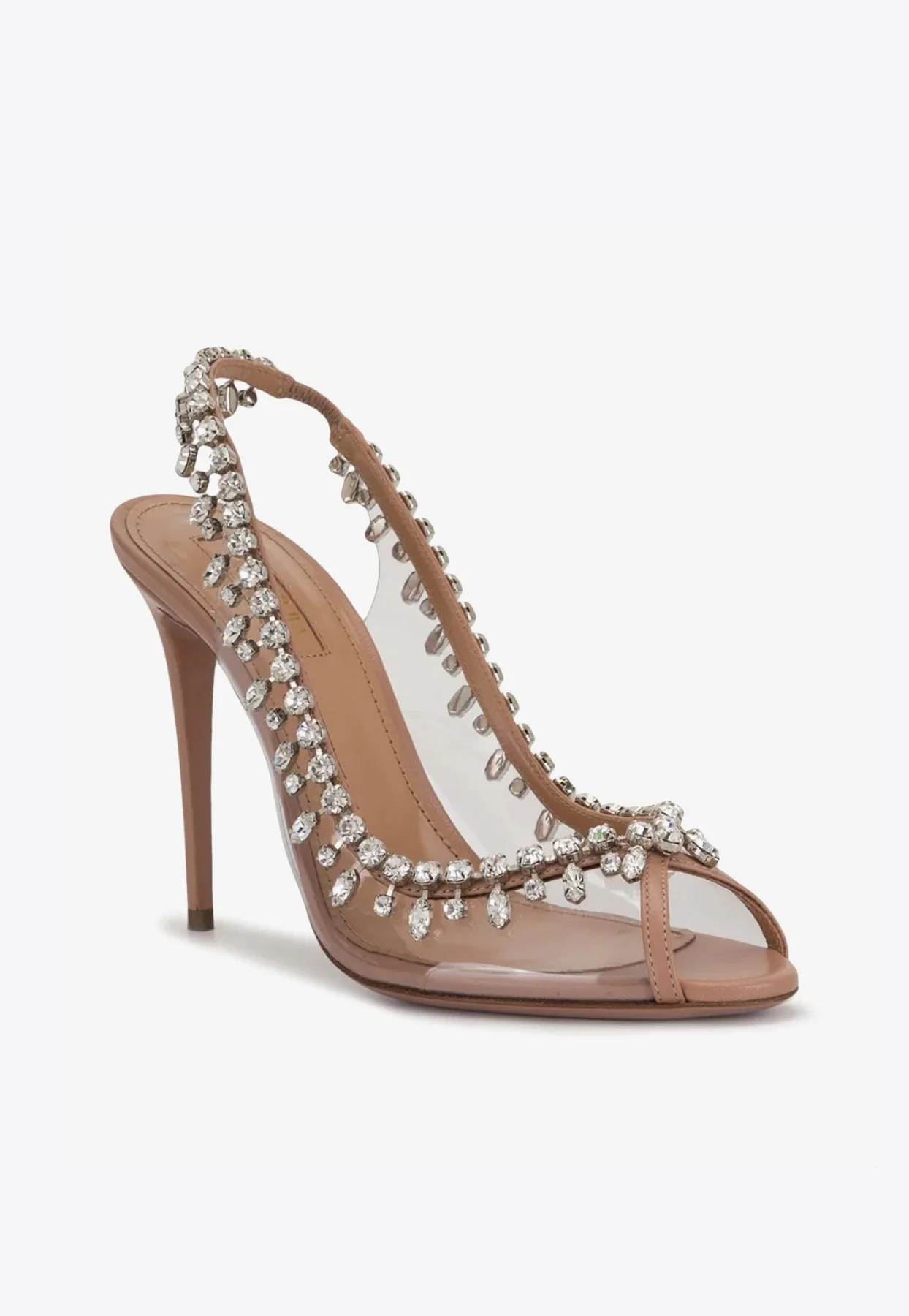 Aquazzura Temptation 105 Crystal-Embellished Slingback Sandals Women Shoes