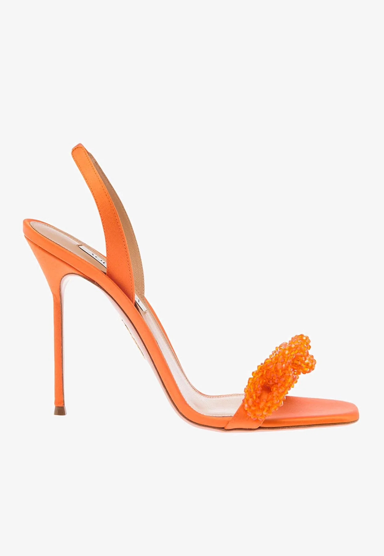 Aquazzura Chain of Love 105 Slingback Sandals in Satin Women Shoes