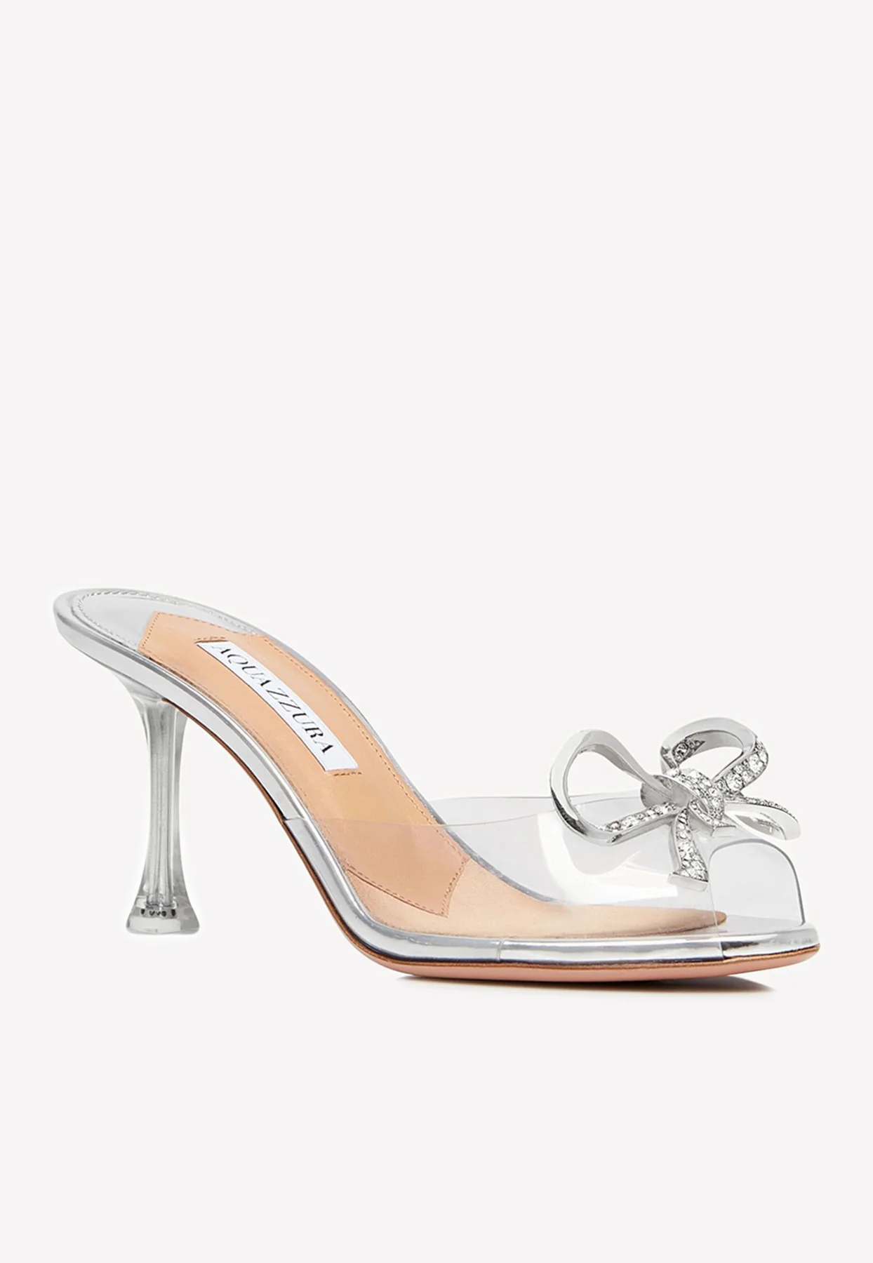 Aquazzura Carrie 75 Crystal Bow Mules Women Shoes
