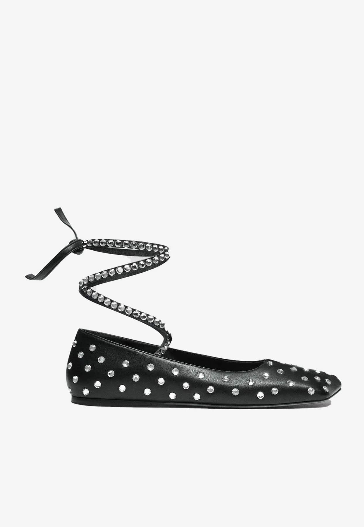 Amina Muaddi Ane Crystal-Embellished Flats in Nappa Leather Women Shoes