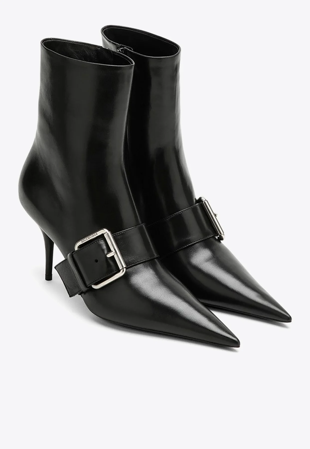 Balenciaga 80 Buckle-Detailed Leather Ankle Boots