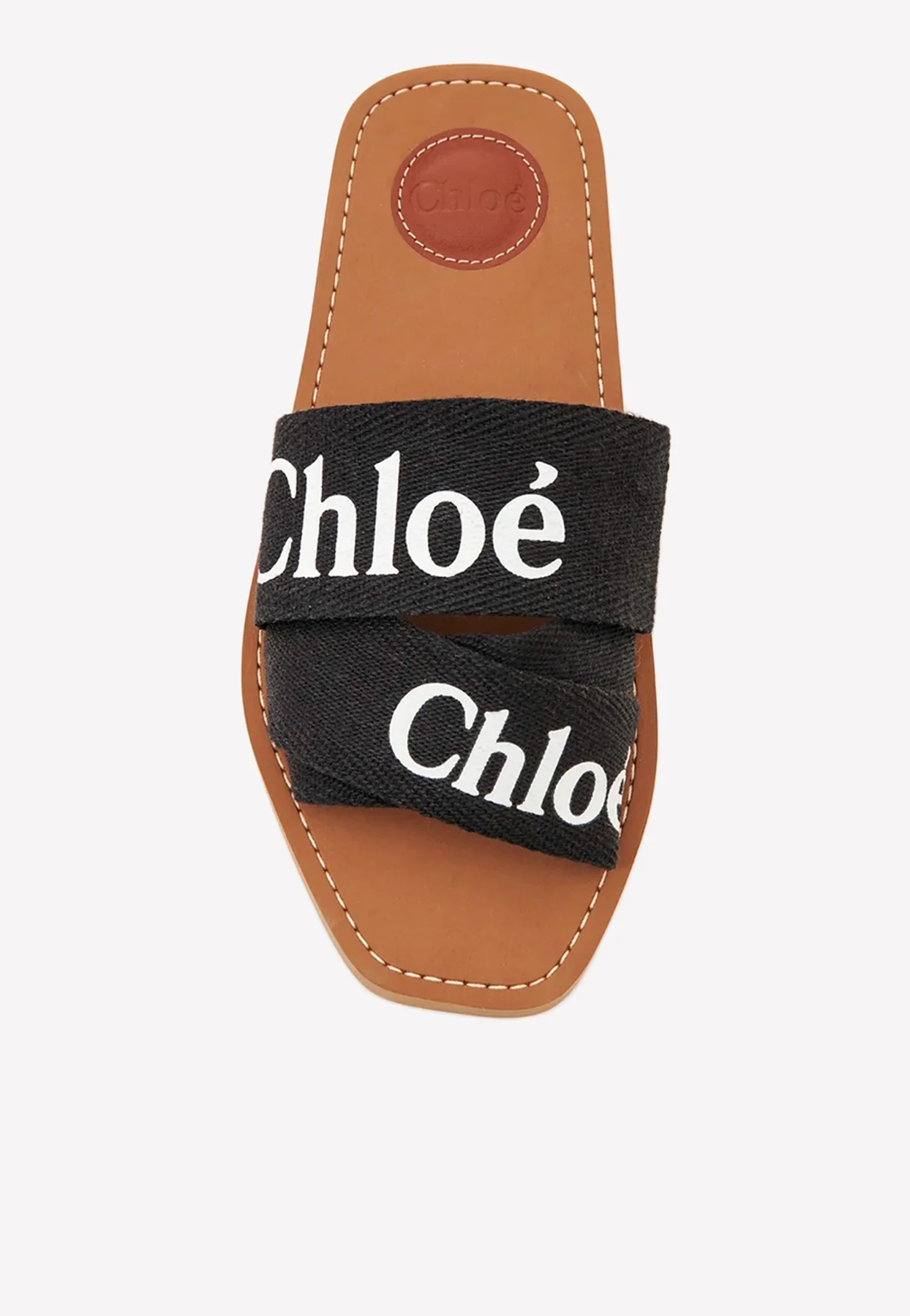 Chloe Woody Logo Flat Mules