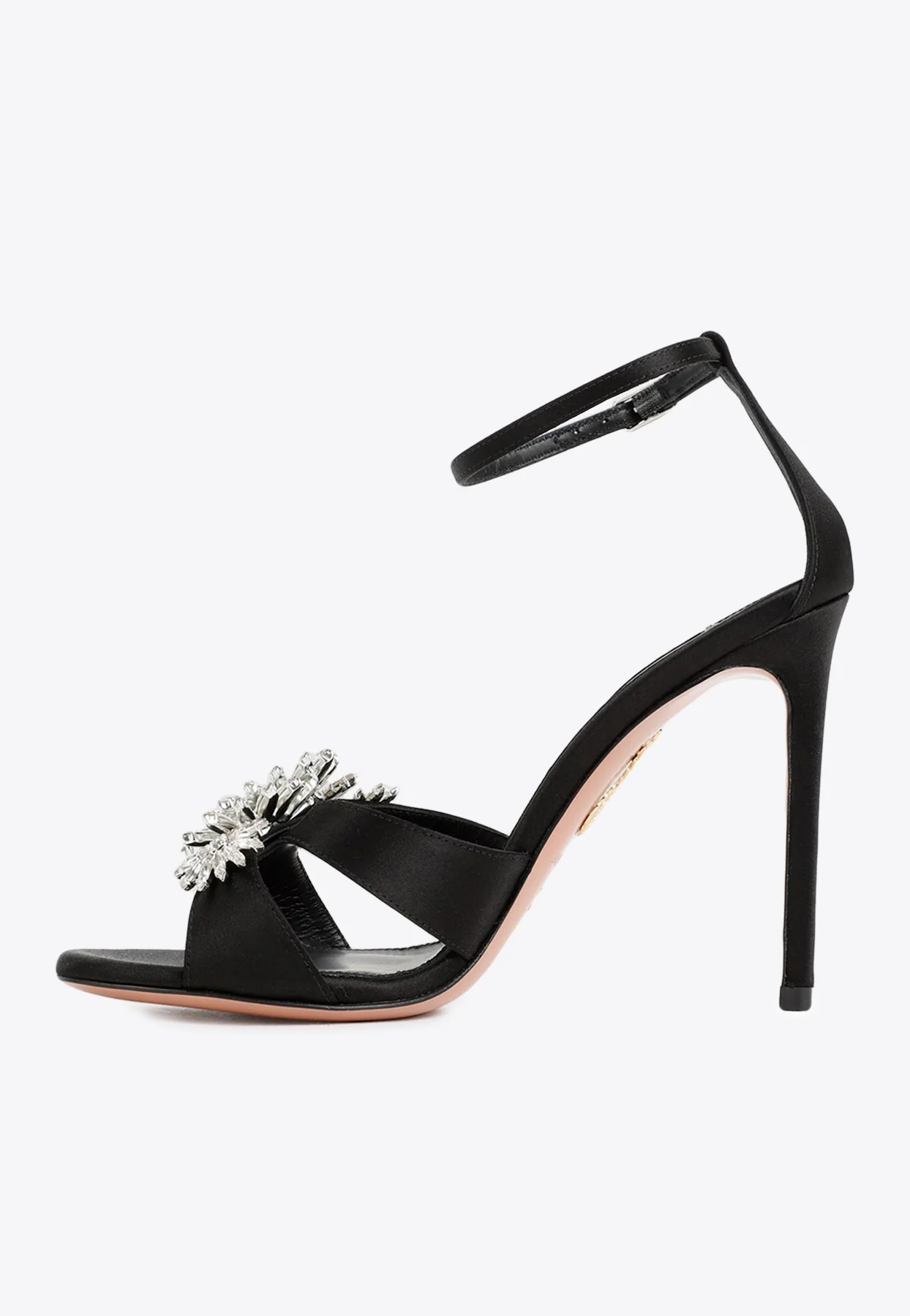 Aquazzura Margarita 105 Crystal-Embellished Satin Sandals Women Shoes