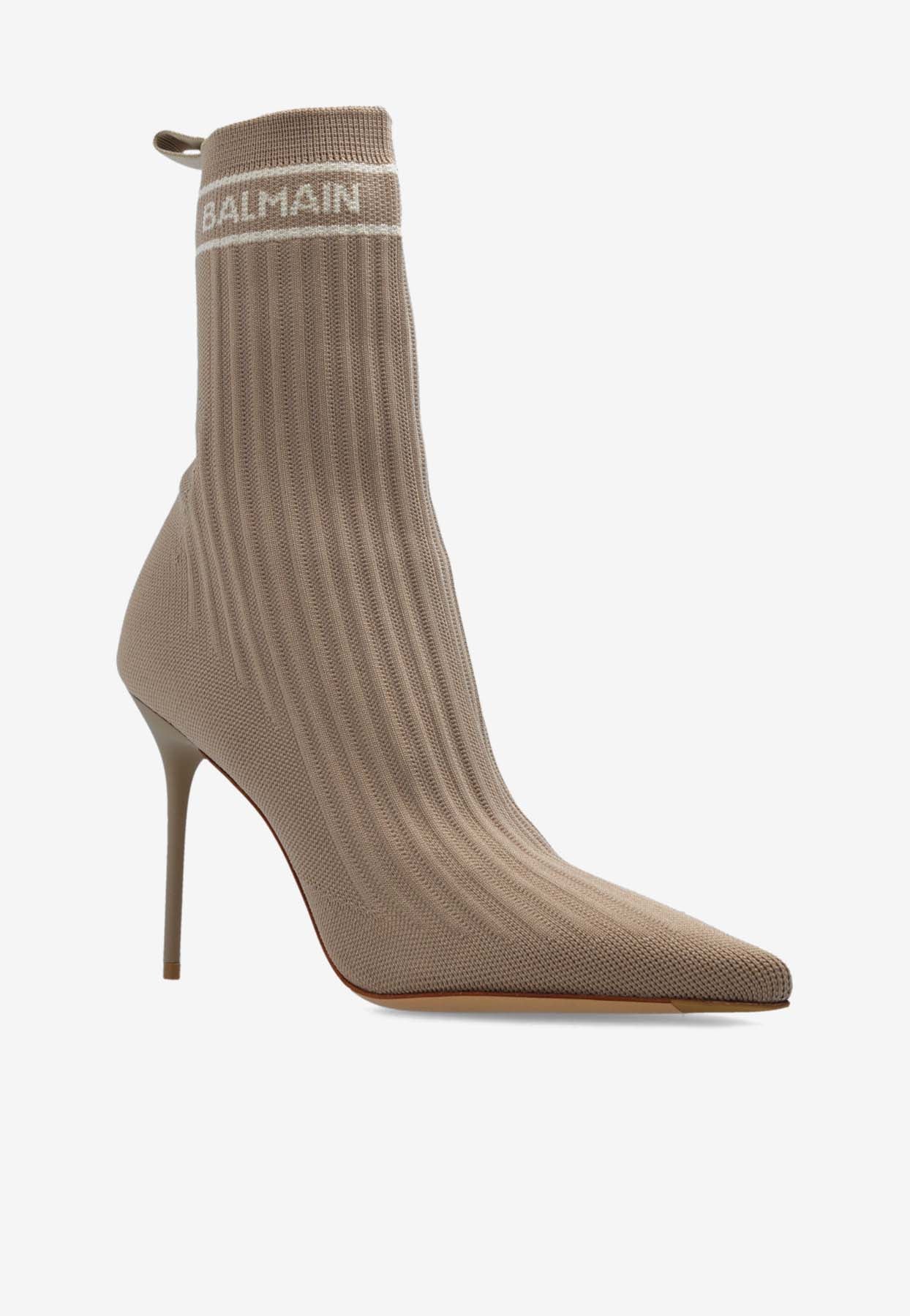 Balmain Skye 95 Stretch Knit Ankle Boots