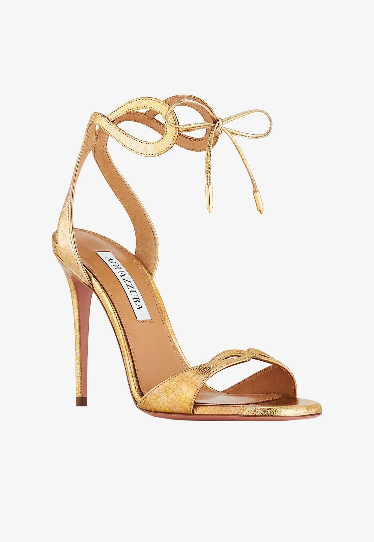 Aquazzura Tessa 105 Sandals in Metallic Leather Women Shoes