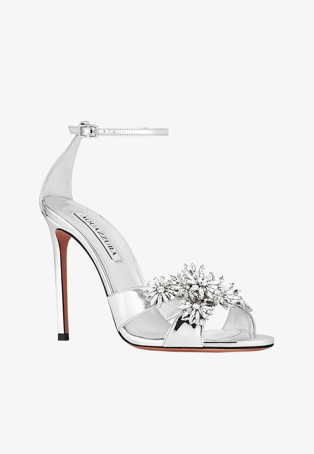 Aquazzura Margarita 105 Mirror Leather Sandals Women Shoes