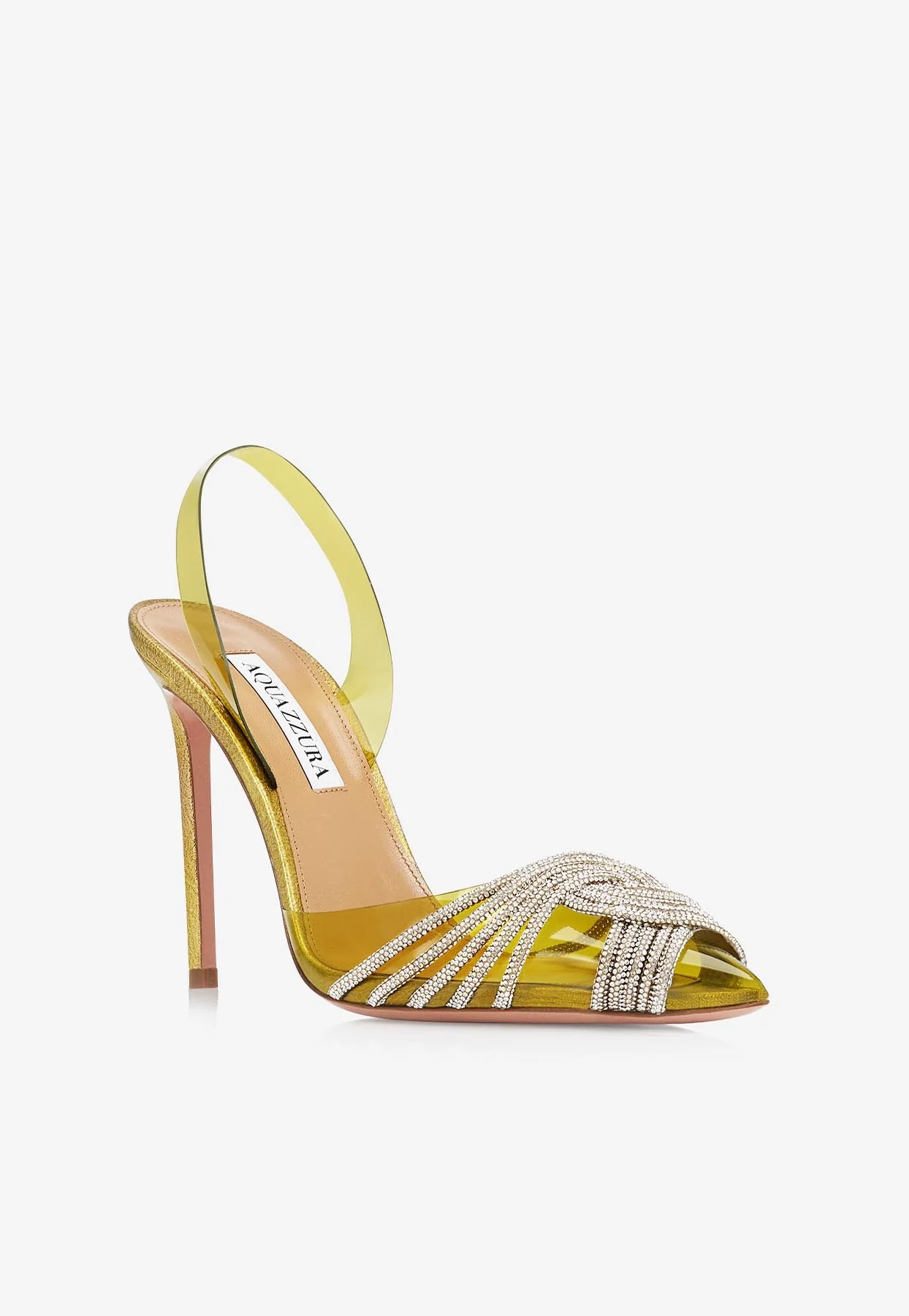 Aquazzura Gatsby 105 Crystal-Embellished Sling Pumps Women Shoes