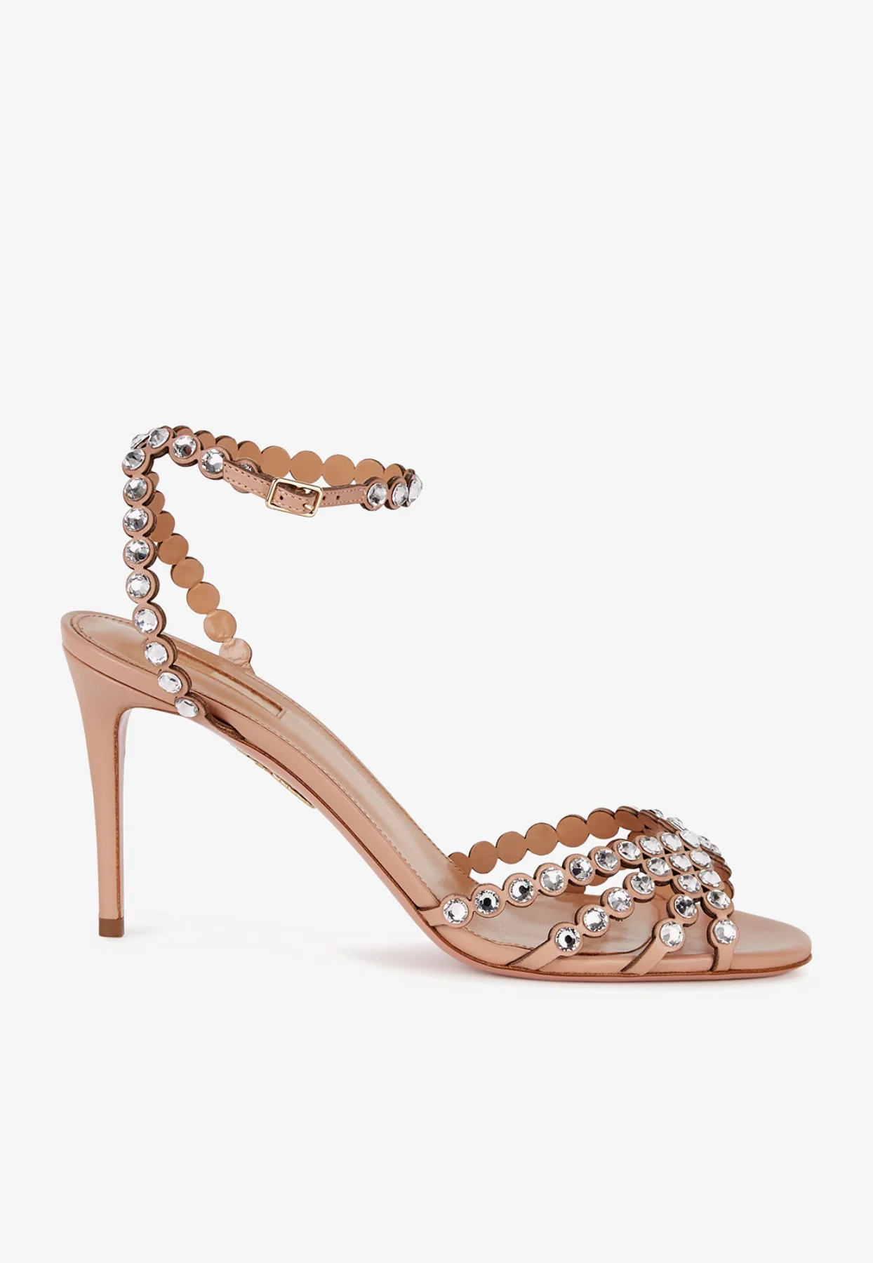 Aquazzura Tequila 85 Crystal-Embellished Sandals in Nappa Leather Women Shoes