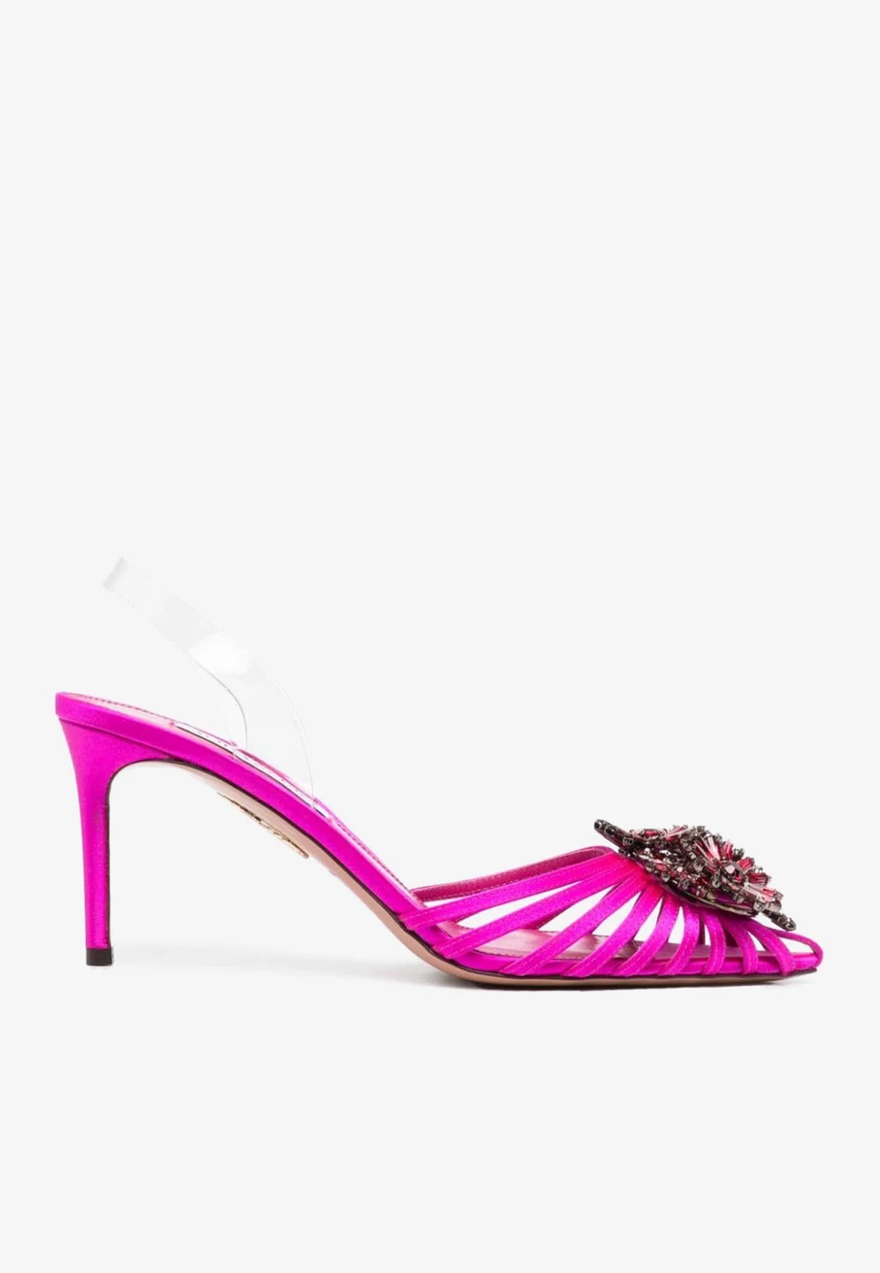 Aquazzura Margarita 75 Satin Slingback Pumps Women Shoes