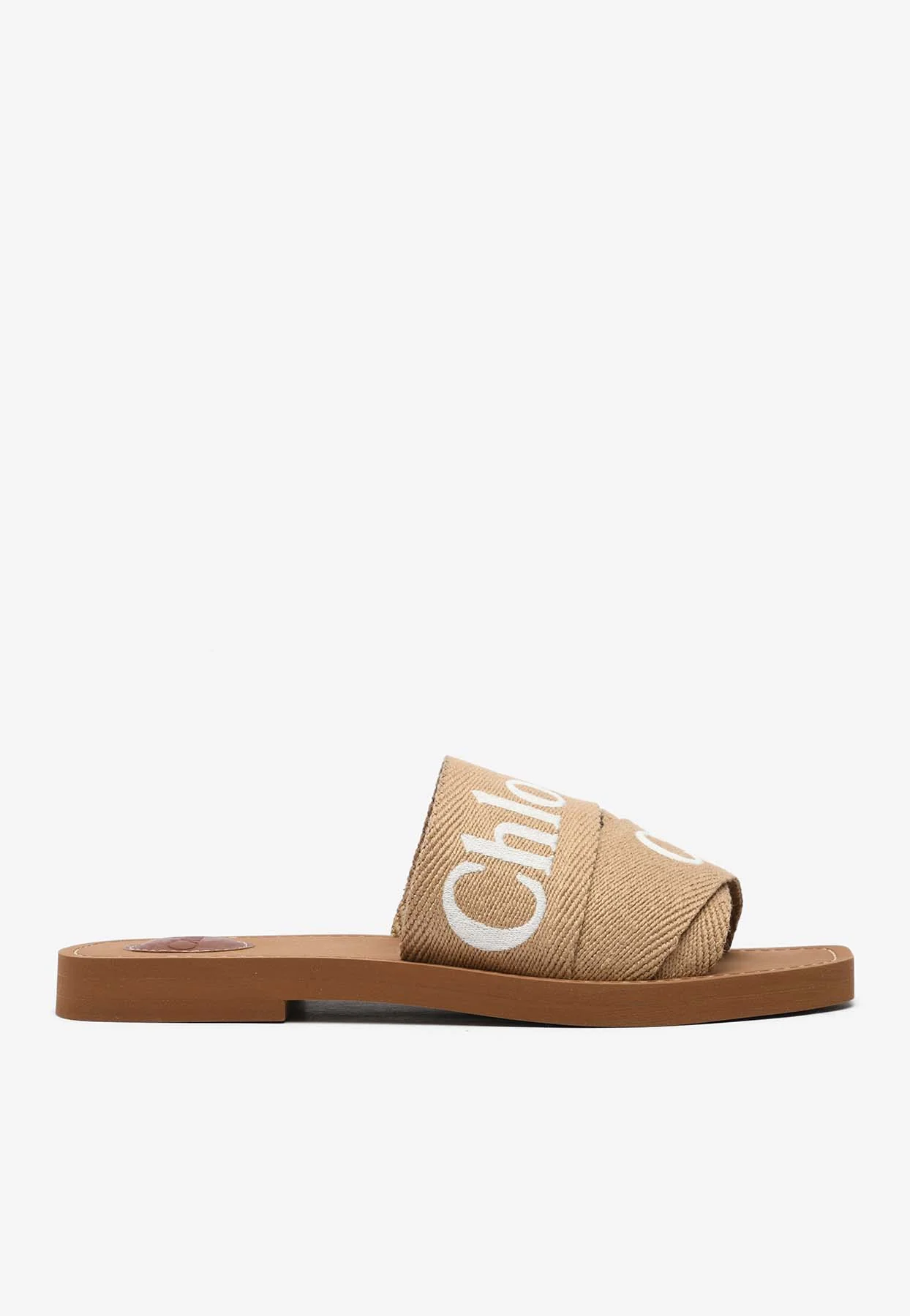 Chloe Woody Logo Jacquard Flat Sandals