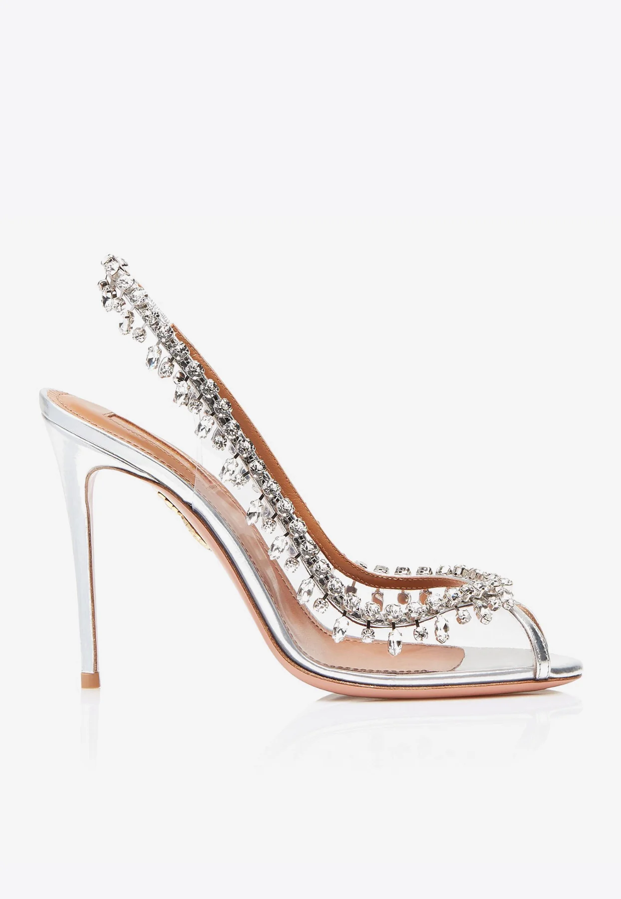 Aquazzura Temptation 105 Crystal-Embellished Slingback Sandals Women Shoes