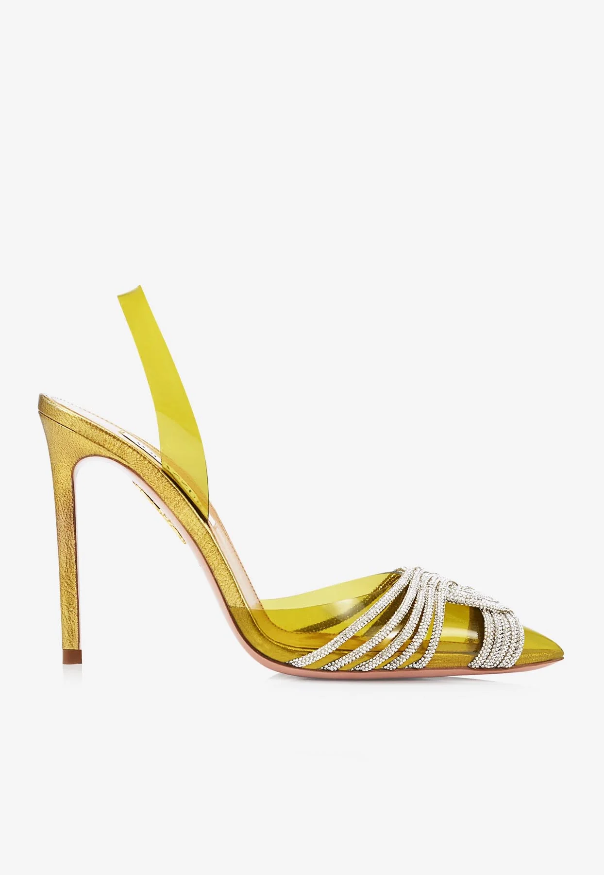 Aquazzura Gatsby 105 Crystal-Embellished Sling Pumps Women Shoes