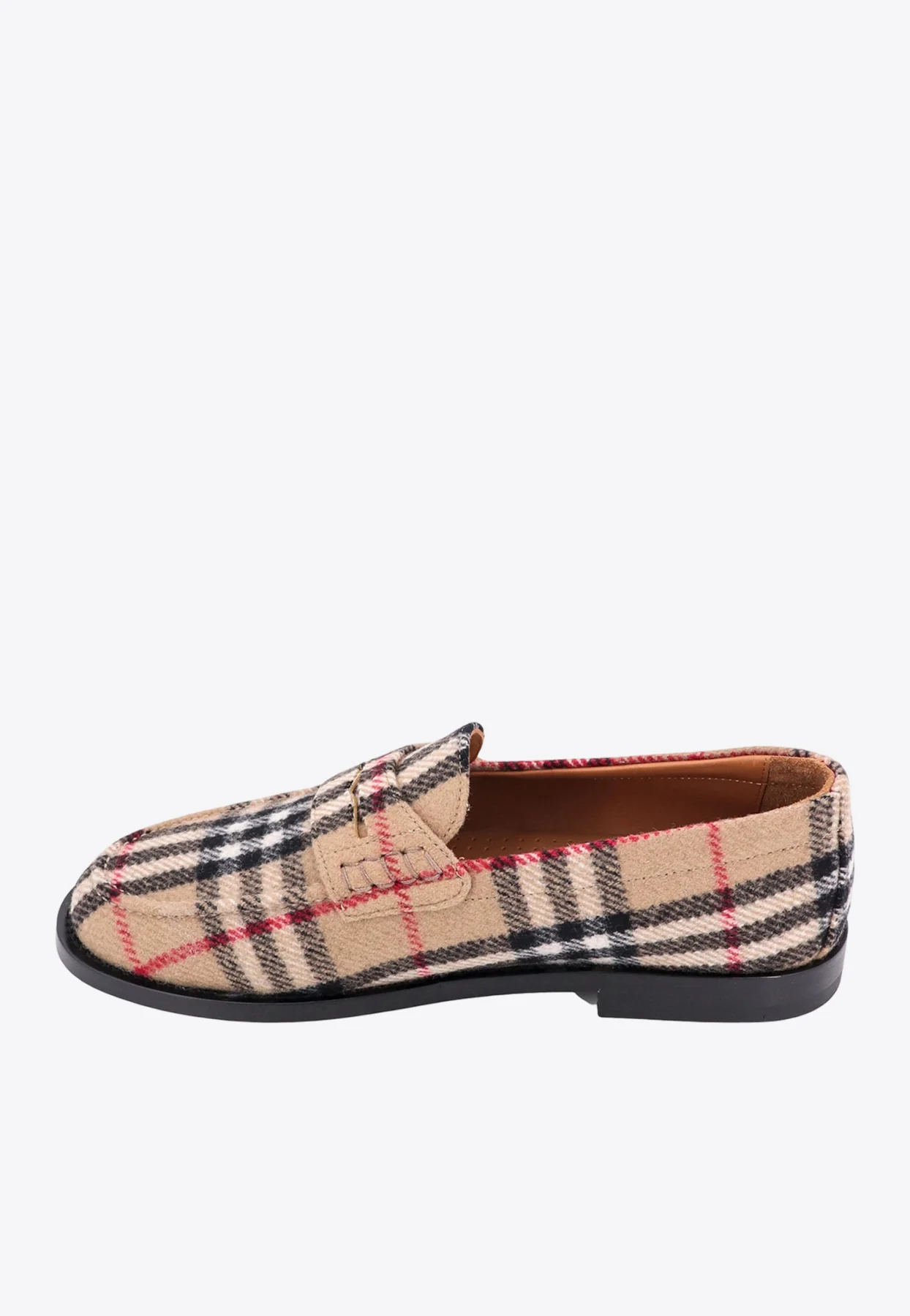 Burberry Wool Felt Checked Loafers