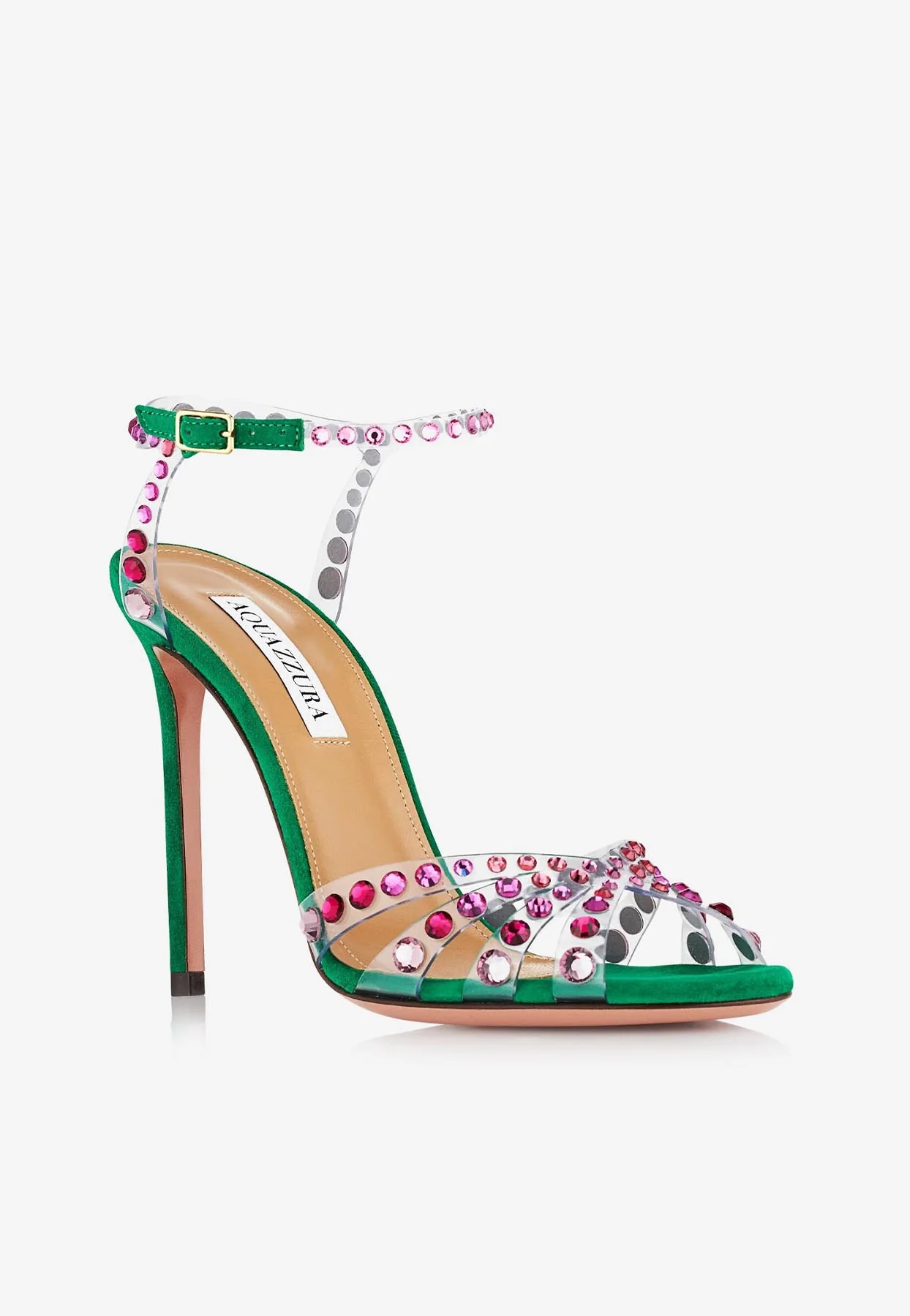 Aquazzura Olympia 105 Gem-Embellished Sandals in Suede Women Shoes