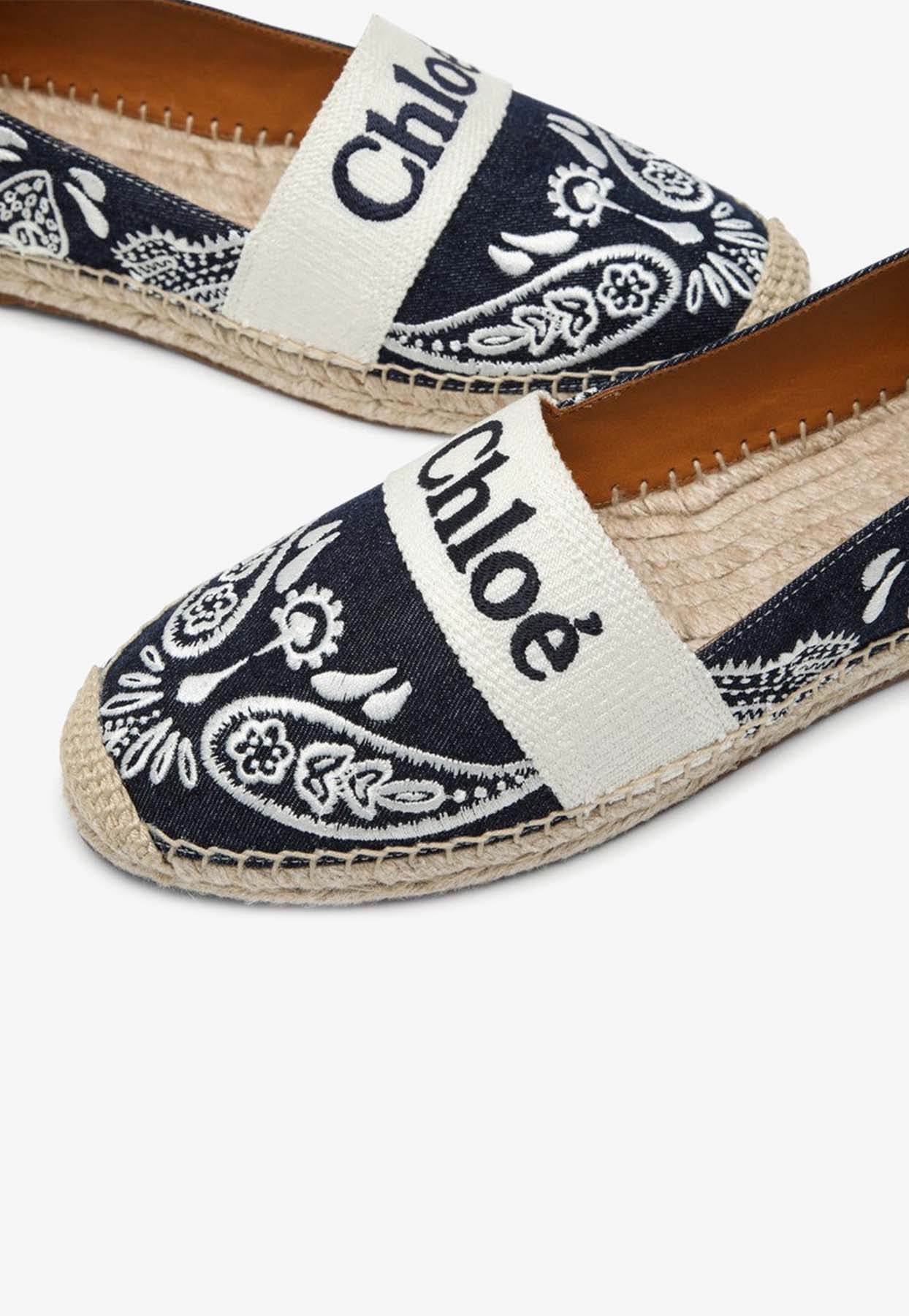 Chloe Piia Embroidered Denim Espadrilles