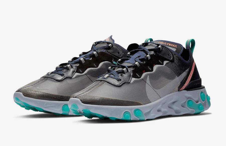 Réplica REACT ELEMENT 87 BLACK NEPTUNE GREEN Nike Sneaker