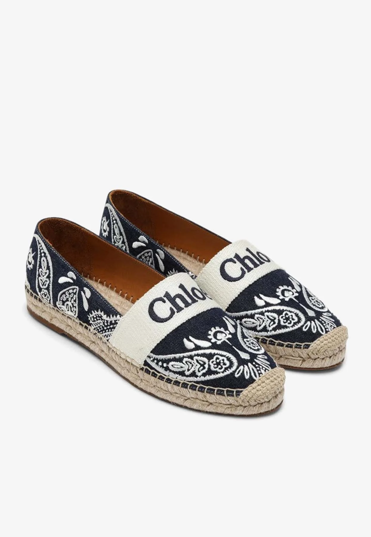 Chloe Piia Embroidered Denim Espadrilles