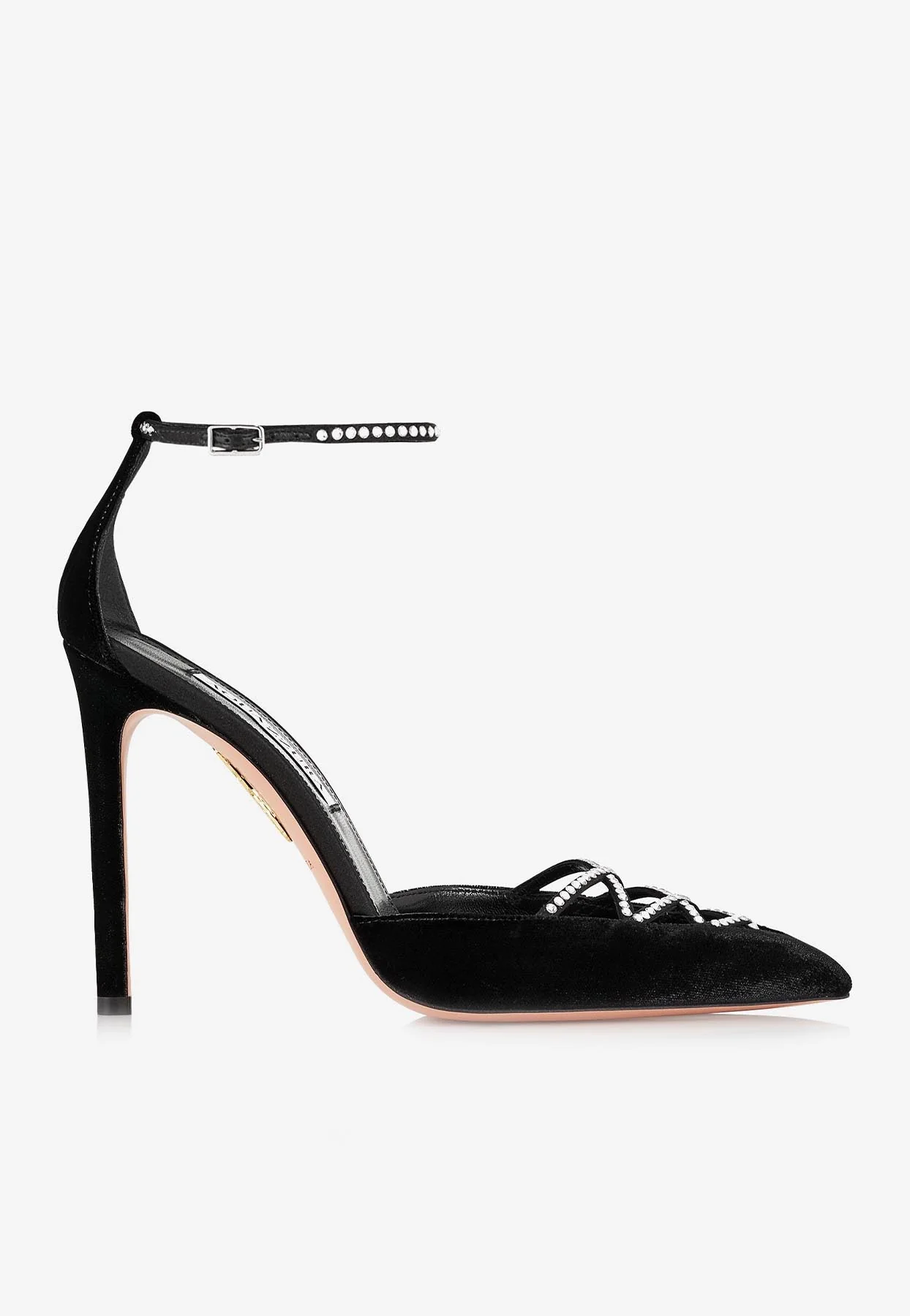 Aquazzura Audace 105 Crystal-Embellished Velvet Pumps Women Shoes