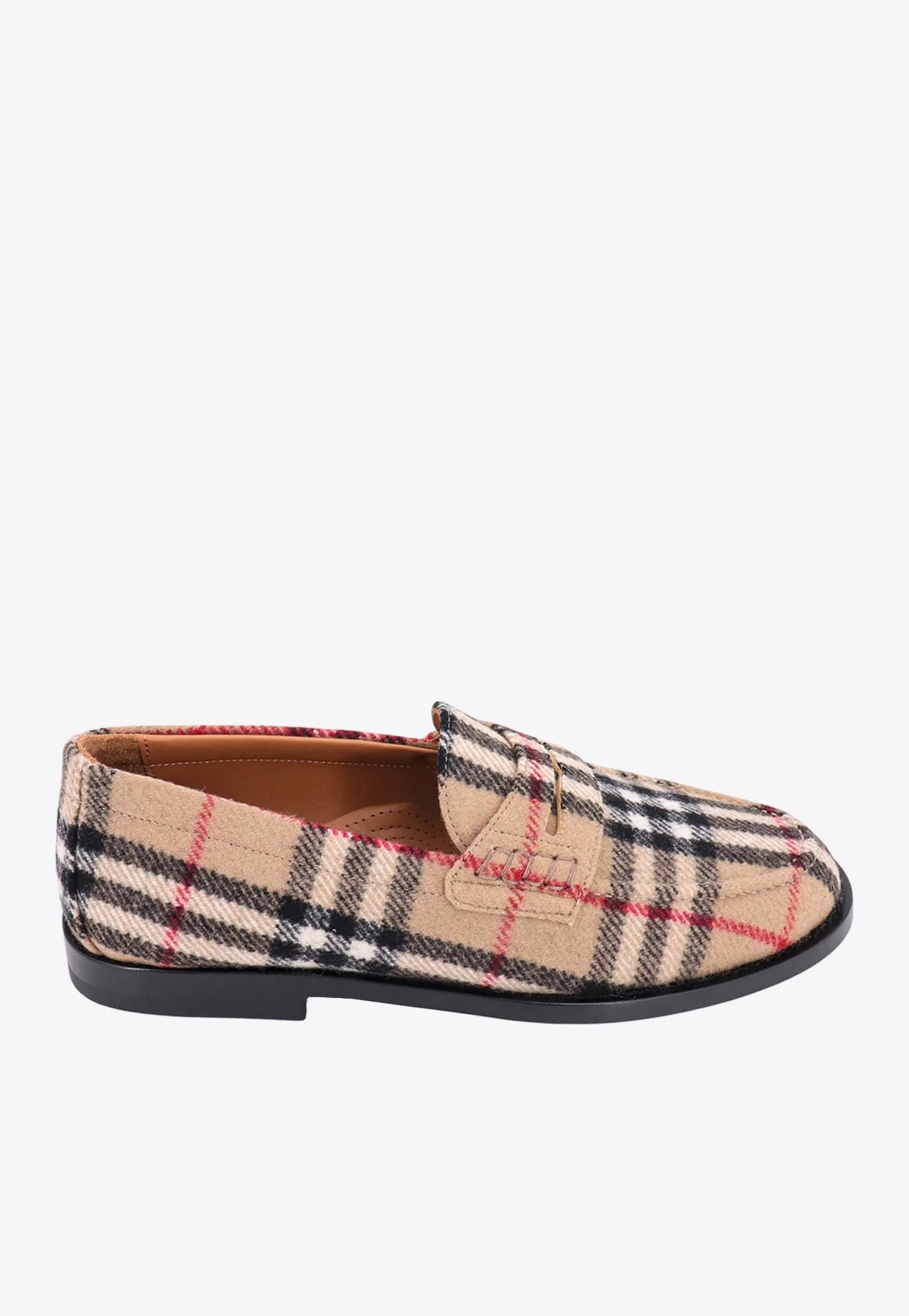 Burberry Wool Felt Checked Loafers