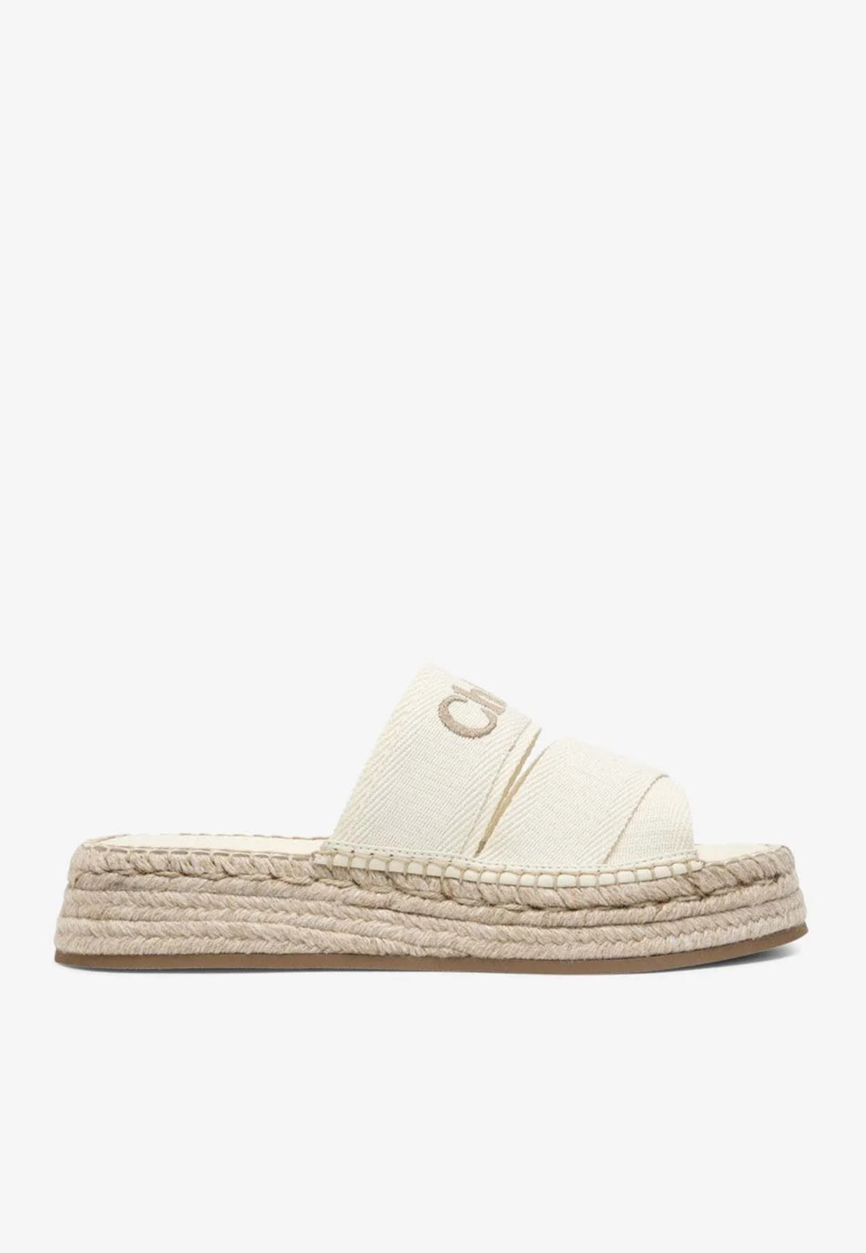 Chloe Mila Logo Embroidered Flat Sandals