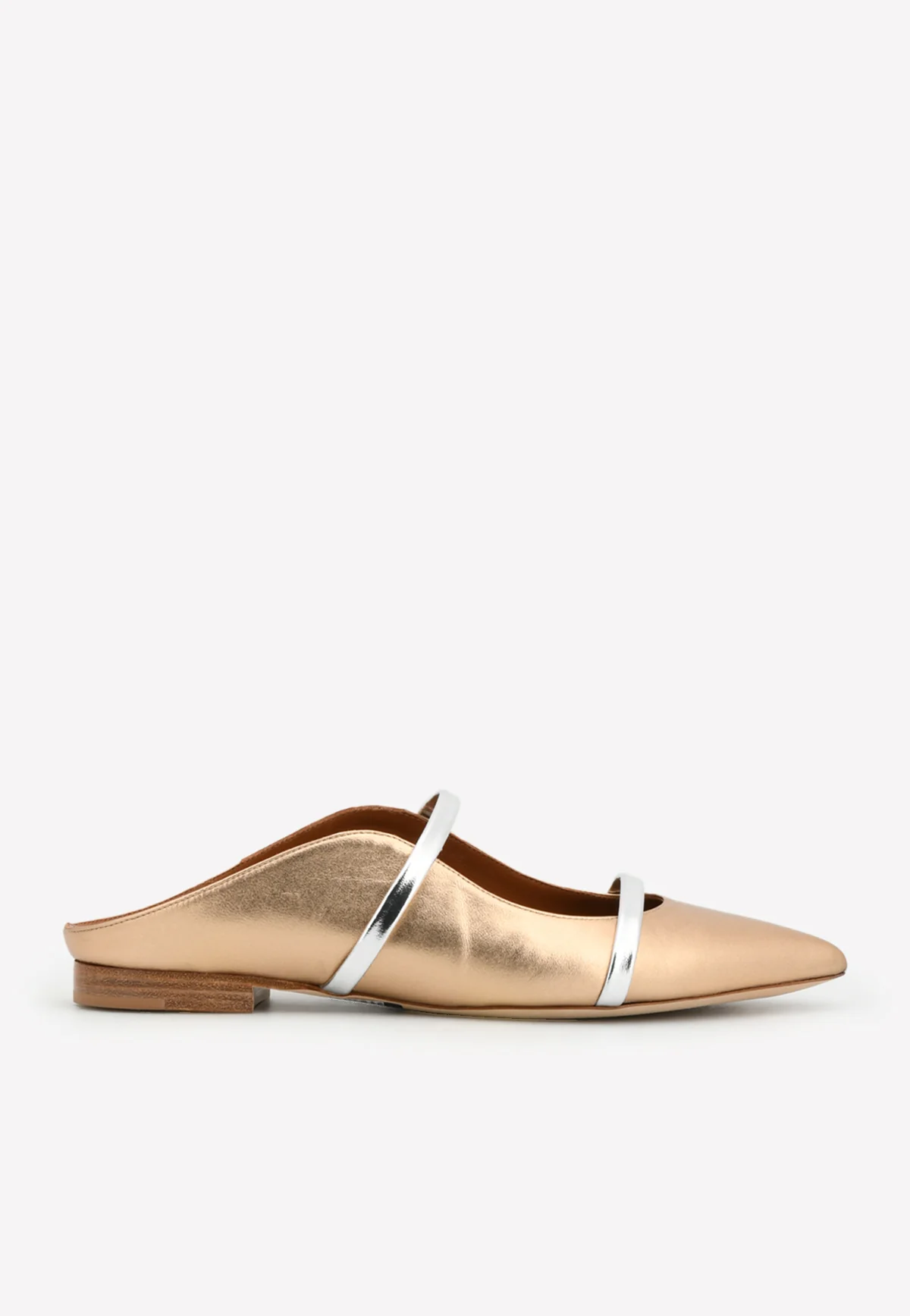 Malone Souliers Maureen Flat Mules in Metallic Nappa Leather