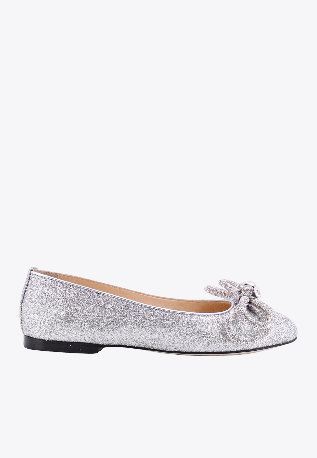 Mach and Mach Double Bow Glittered Ballet Flats