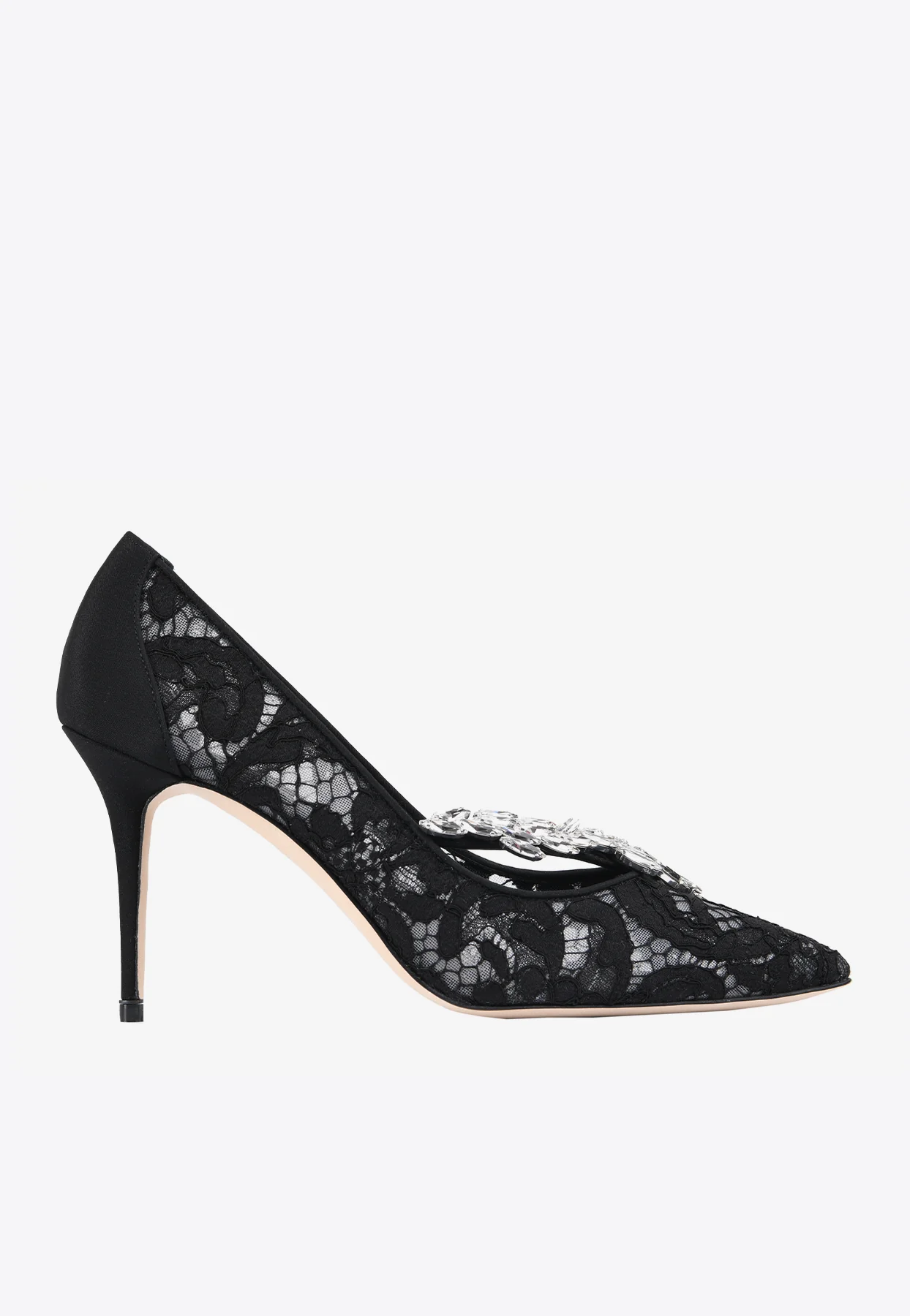 Manolo Blahnik Nadira Lace 90  Crystal-Embellished Pumps