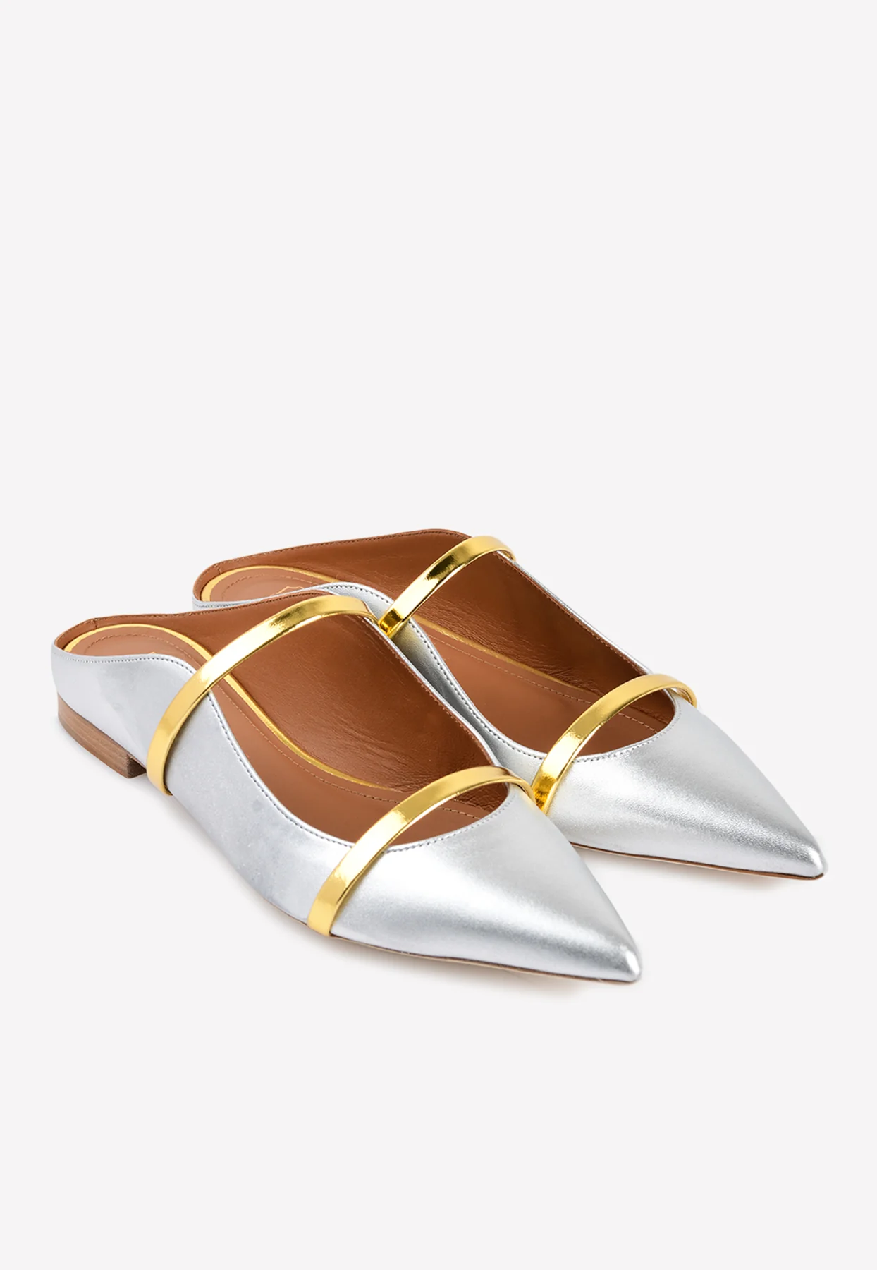 Malone Souliers Maureen Flat Mules in Metallic Leather
