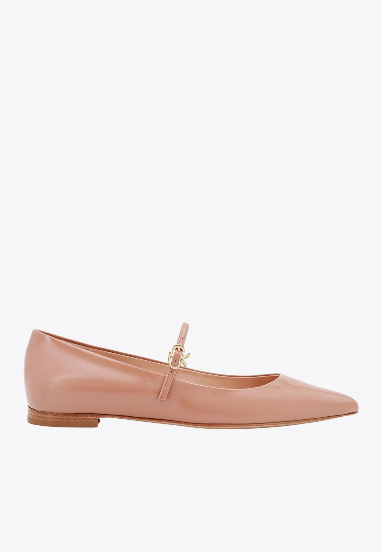 Gianvito Rossi Ribbon Jane Patent Leather Pointed Flats