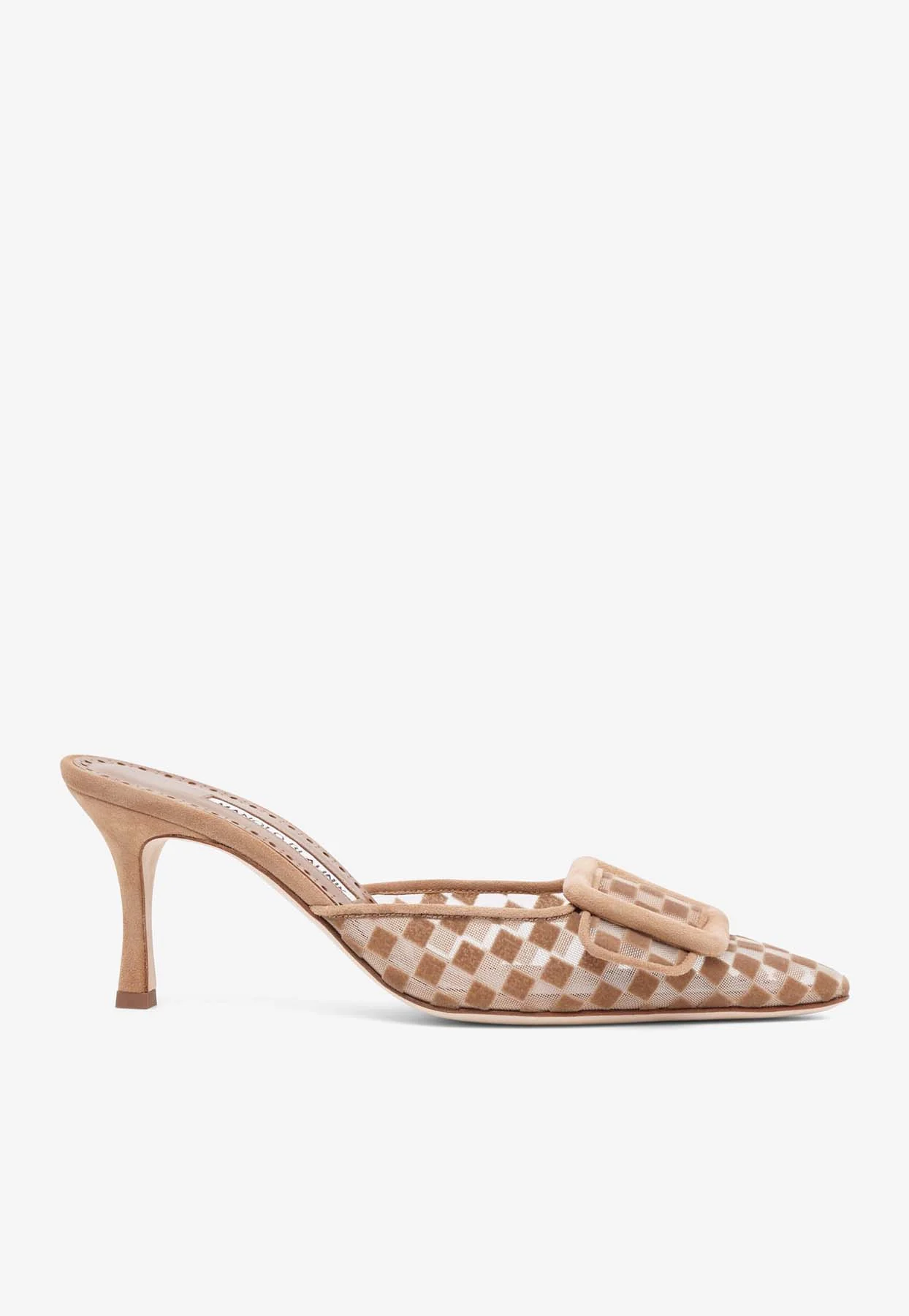 Manolo Blahnik Maysalebi 70 Checked Mesh Mules