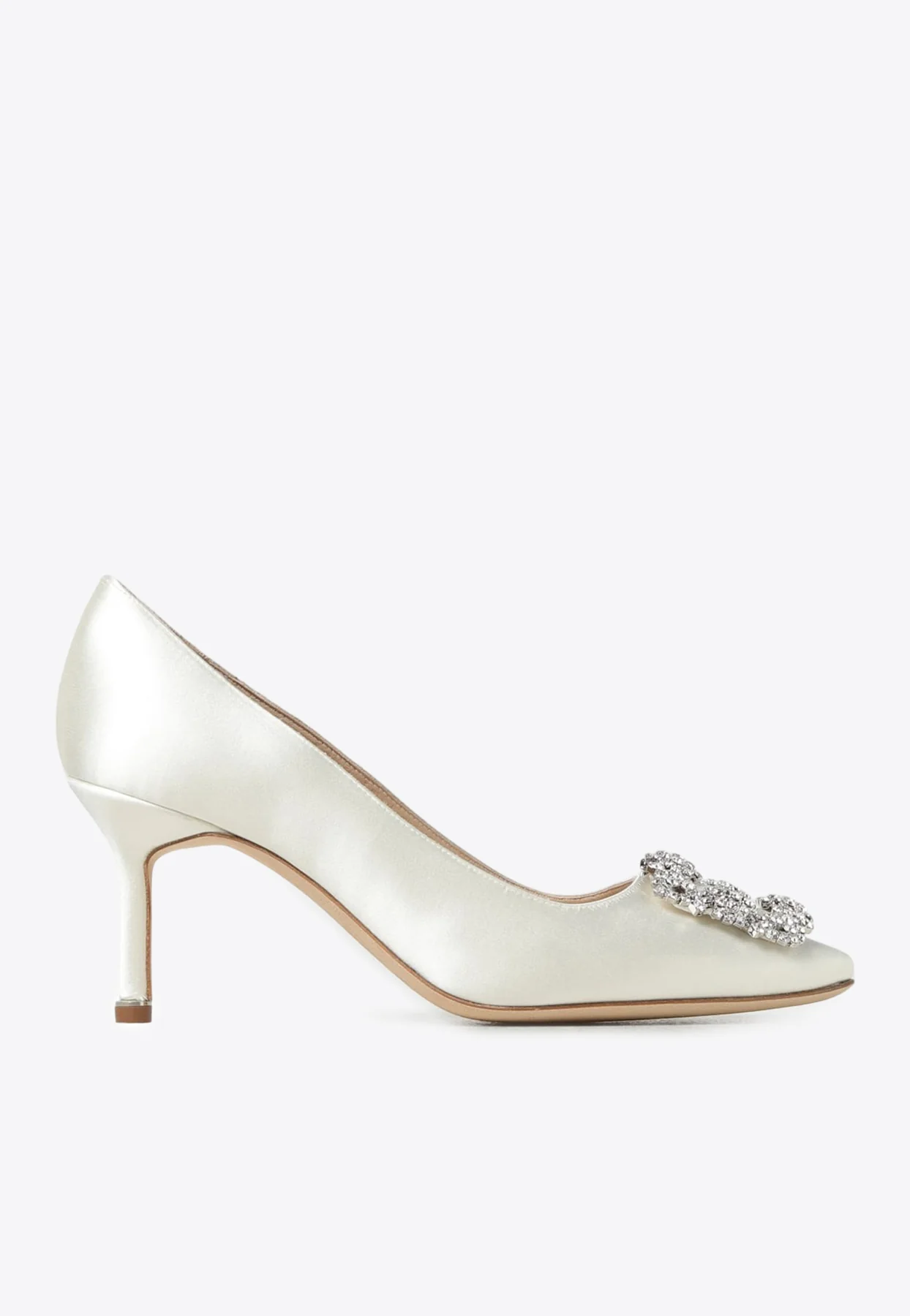 Manolo Blahnik Hangisi 70 Embellished Buckle Satin Pumps
