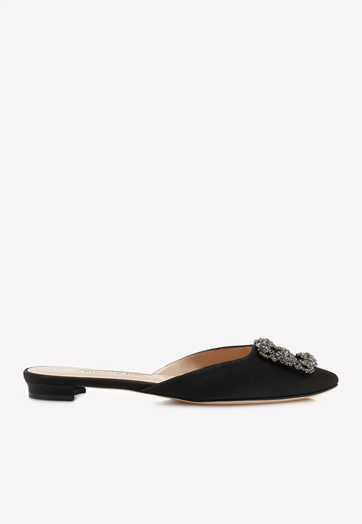 Manolo Blahnik Hangisimuflat Crystal Buckle Flat Mules