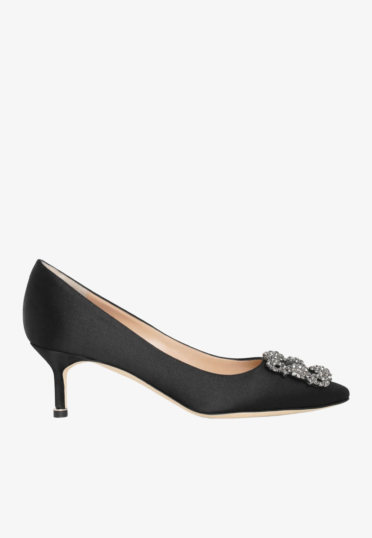 Manolo Blahnik Hangisi 50 FMC Crystal-Embellished Satin Pumps