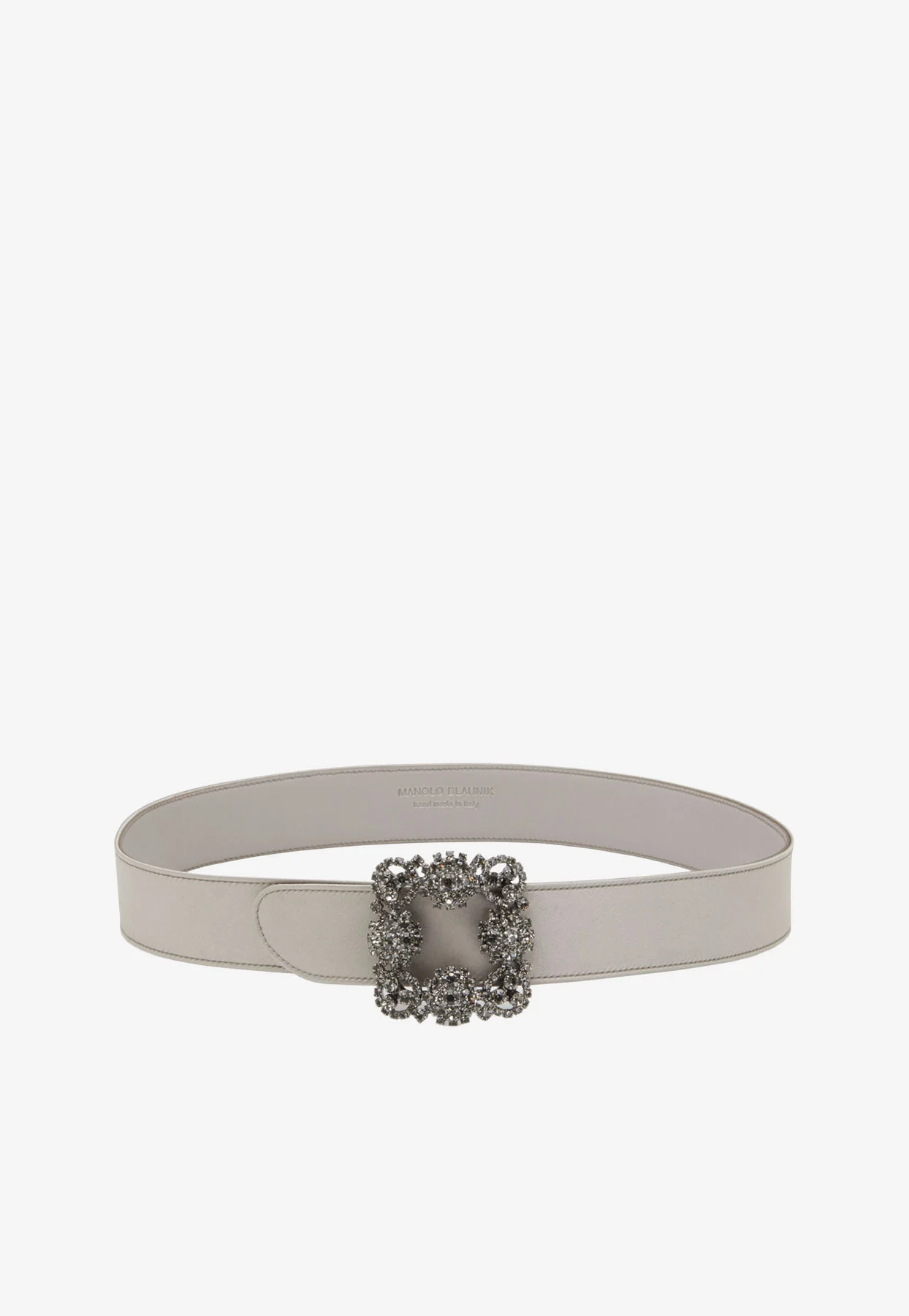 Manolo Blahnik Hangisi Crystal Buckle Satin Belt