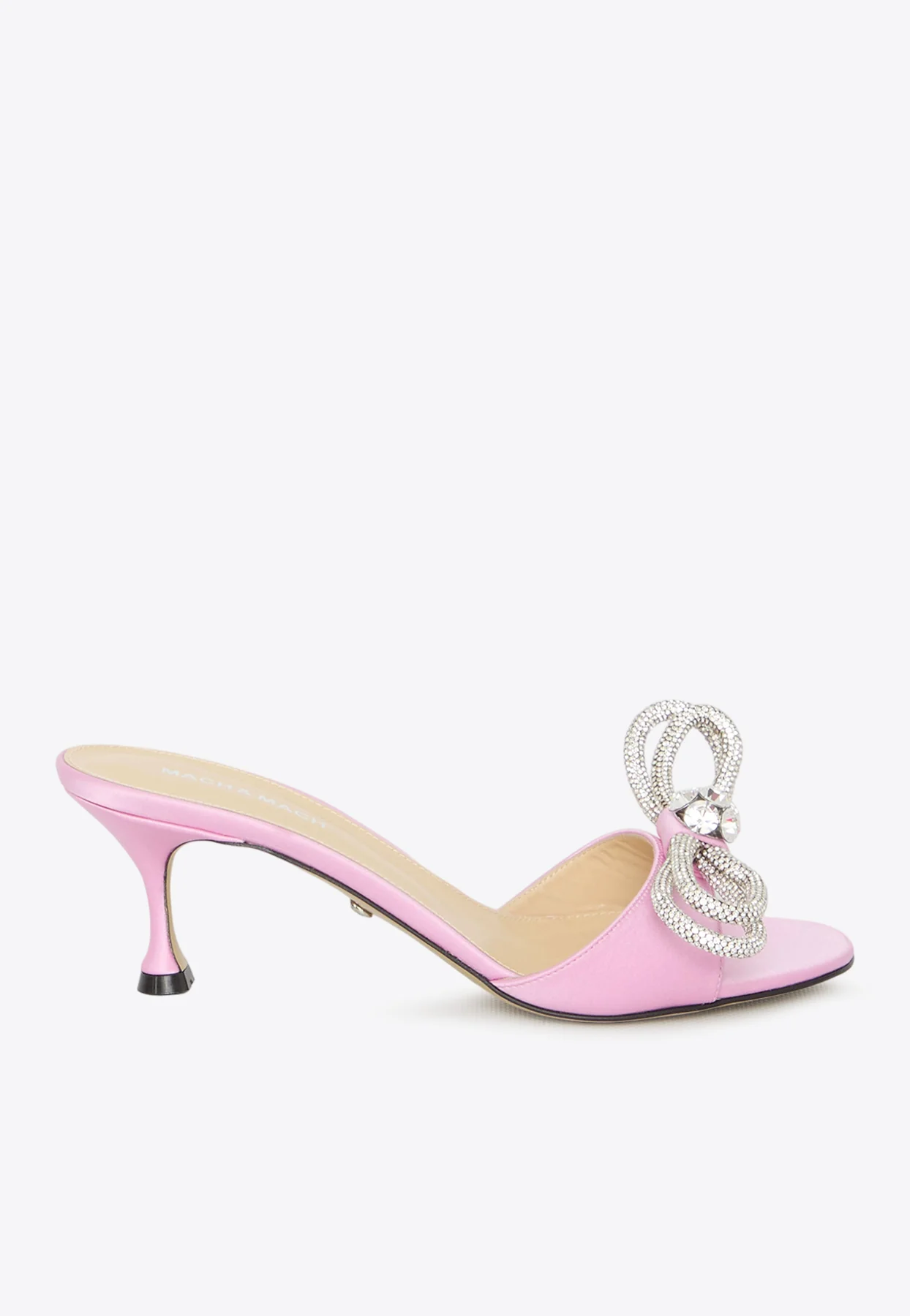 Mach and Mach 65 Double Bow Mules in Satin