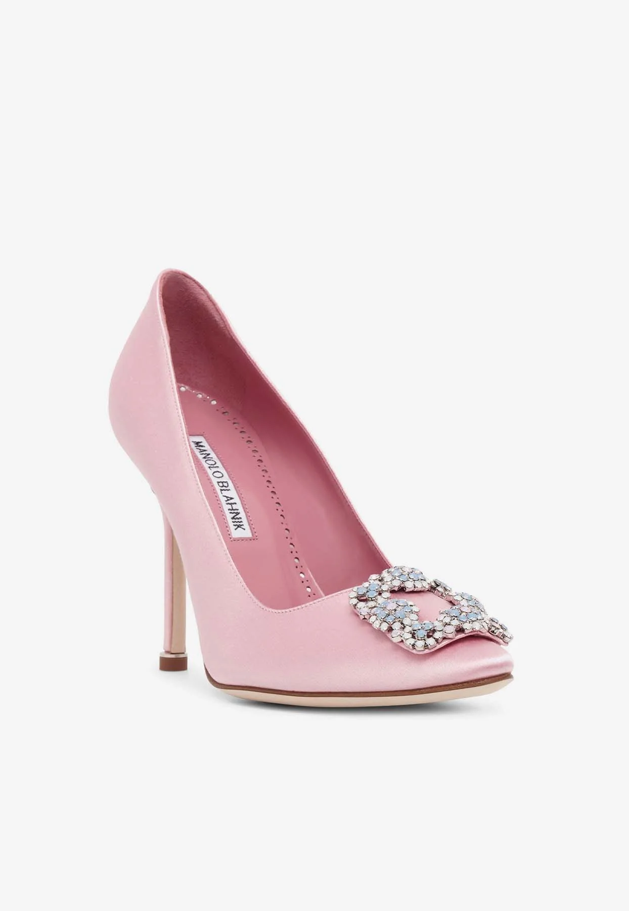 Manolo Blahnik Hangisi 105 Satin Jewel Buckle Pumps