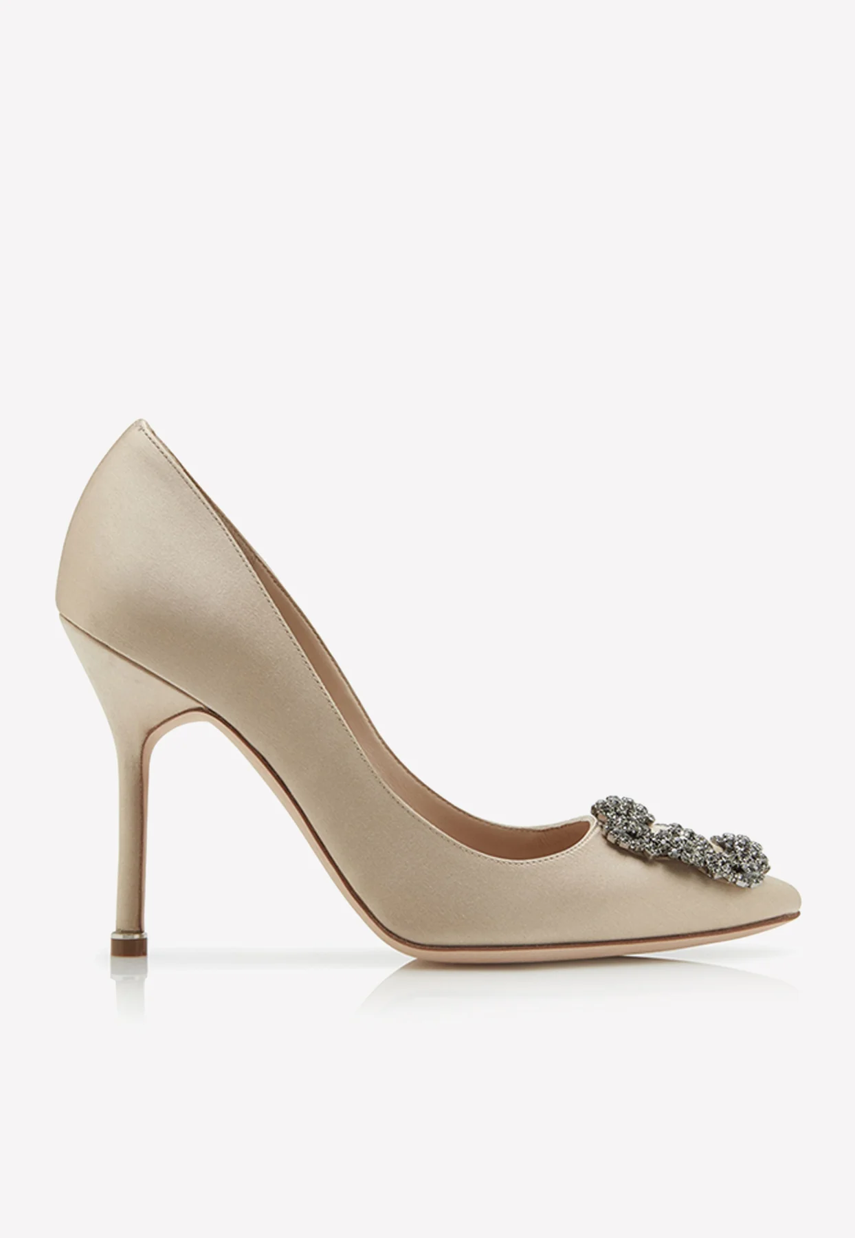 Manolo Blahnik Hangisi 105 Satin Pumps with FMC Crystal Buckle