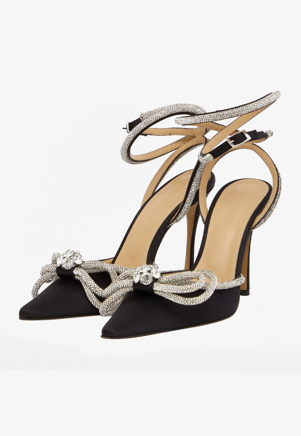 Mach and Mach 110 Double Bow Crystal-Embellished Satin Pumps