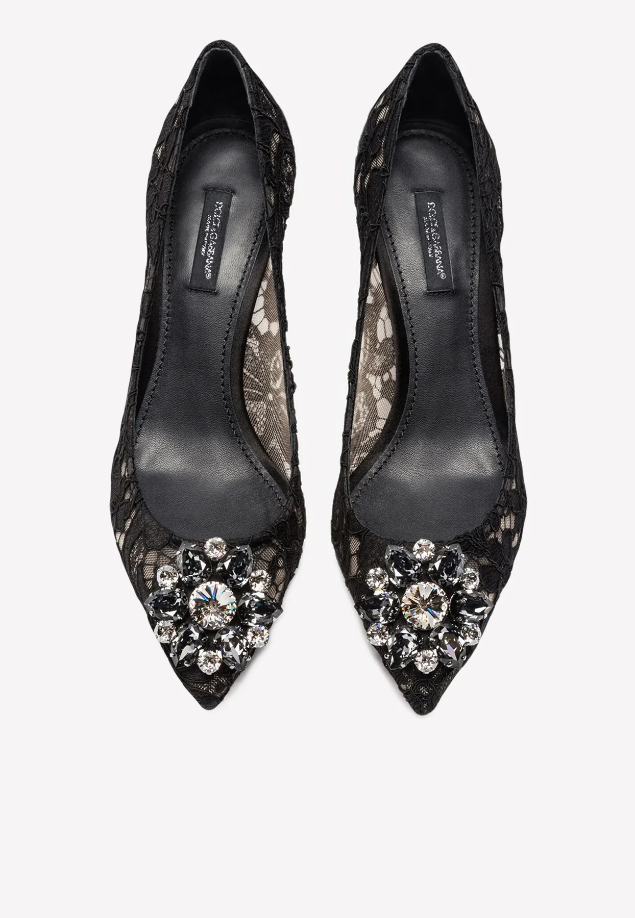 Dolce Gabbana Bellucci 60 Crystal-Embellished Pumps in Taormina Lace