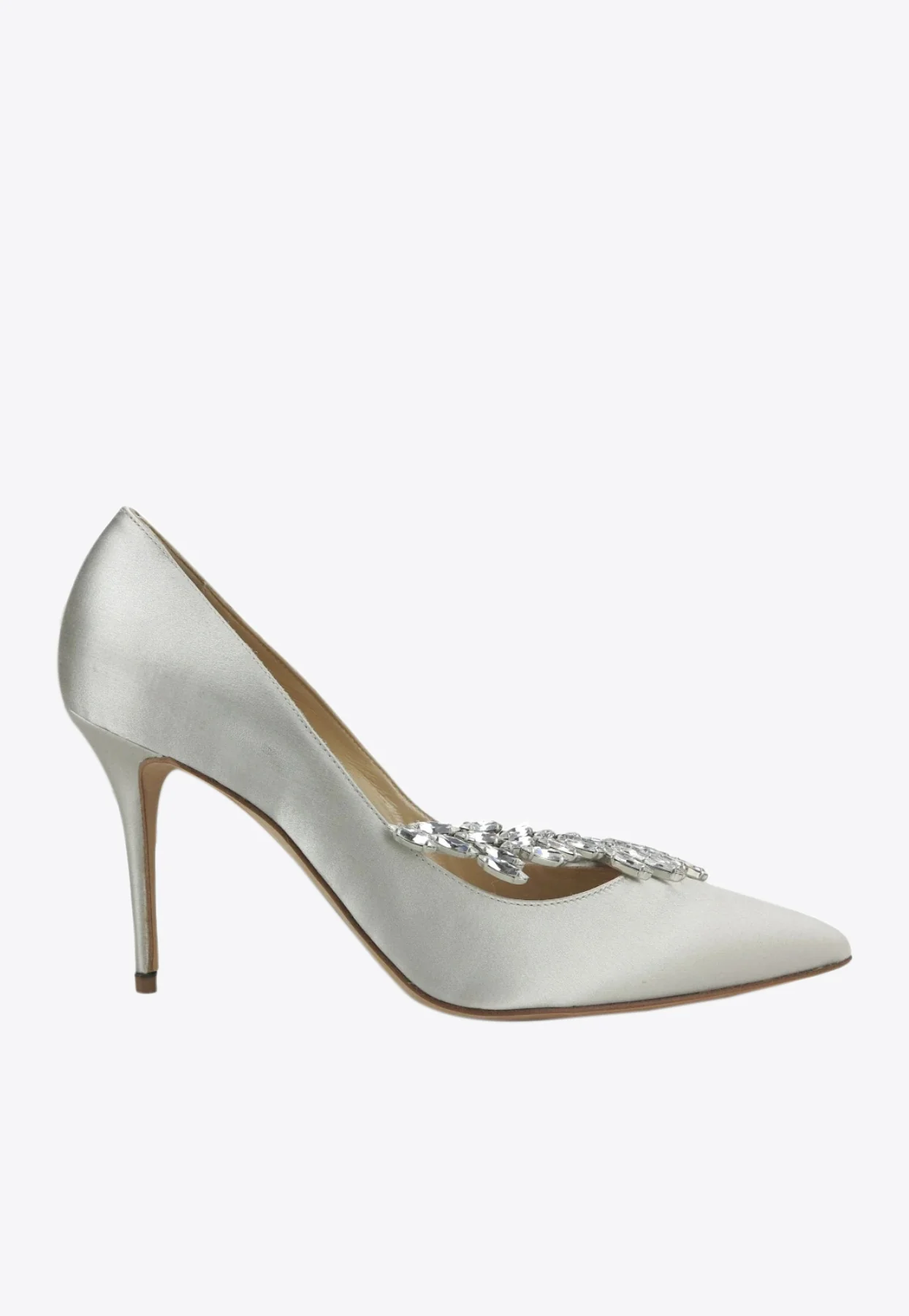 Manolo Blahnik Nadira 90 Satin Crystal-Embellished Pumps