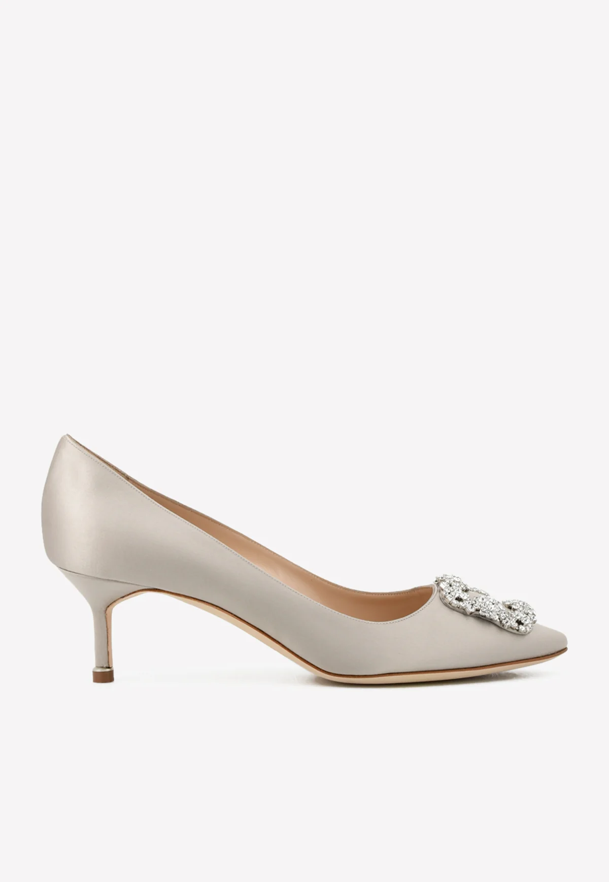 Manolo Blahnik Hangisi 50 Crystal Buckle Satin Pumps