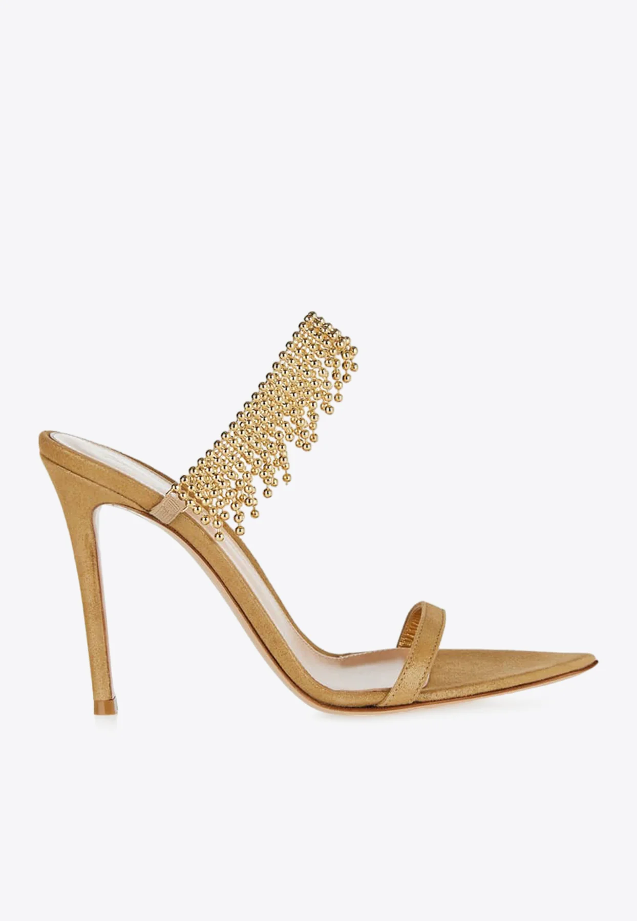 Gianvito Rossi 105 Bead Embellished Metallic-Leather Sandals