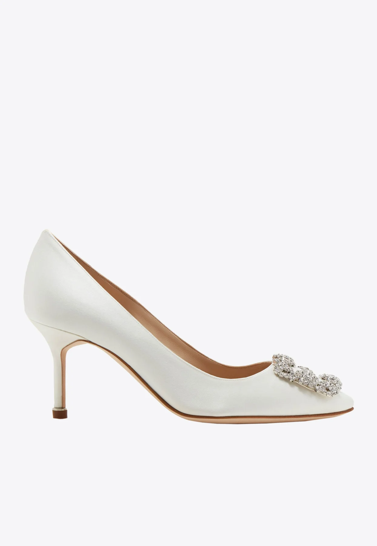 Manolo Blahnik Hangisi 70 CLC Crystal Buckle Satin Pumps