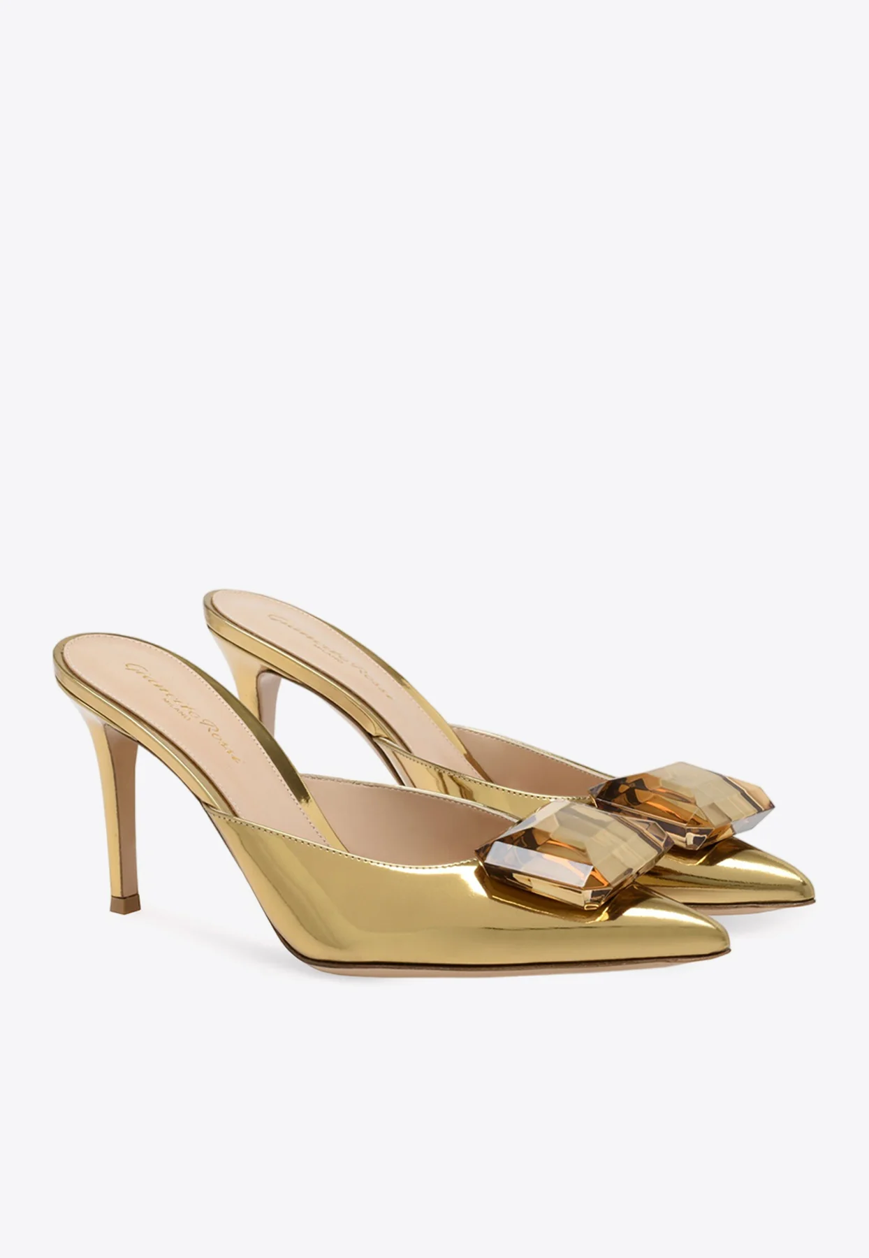 Gianvito Rossi Jaipur 85 Metallic-Leather Mules