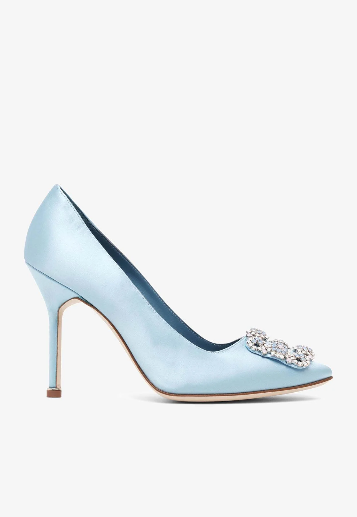 Manolo Blahnik Hangisi 105 Satin Jewel Buckle Pumps