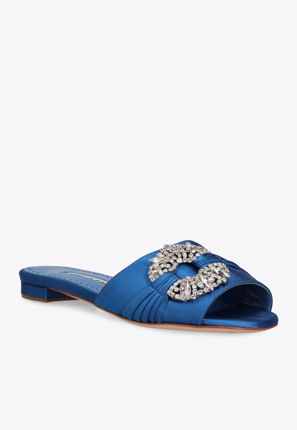 Manolo Blahnik Pralina Crystal-Embellished Satin Sandals