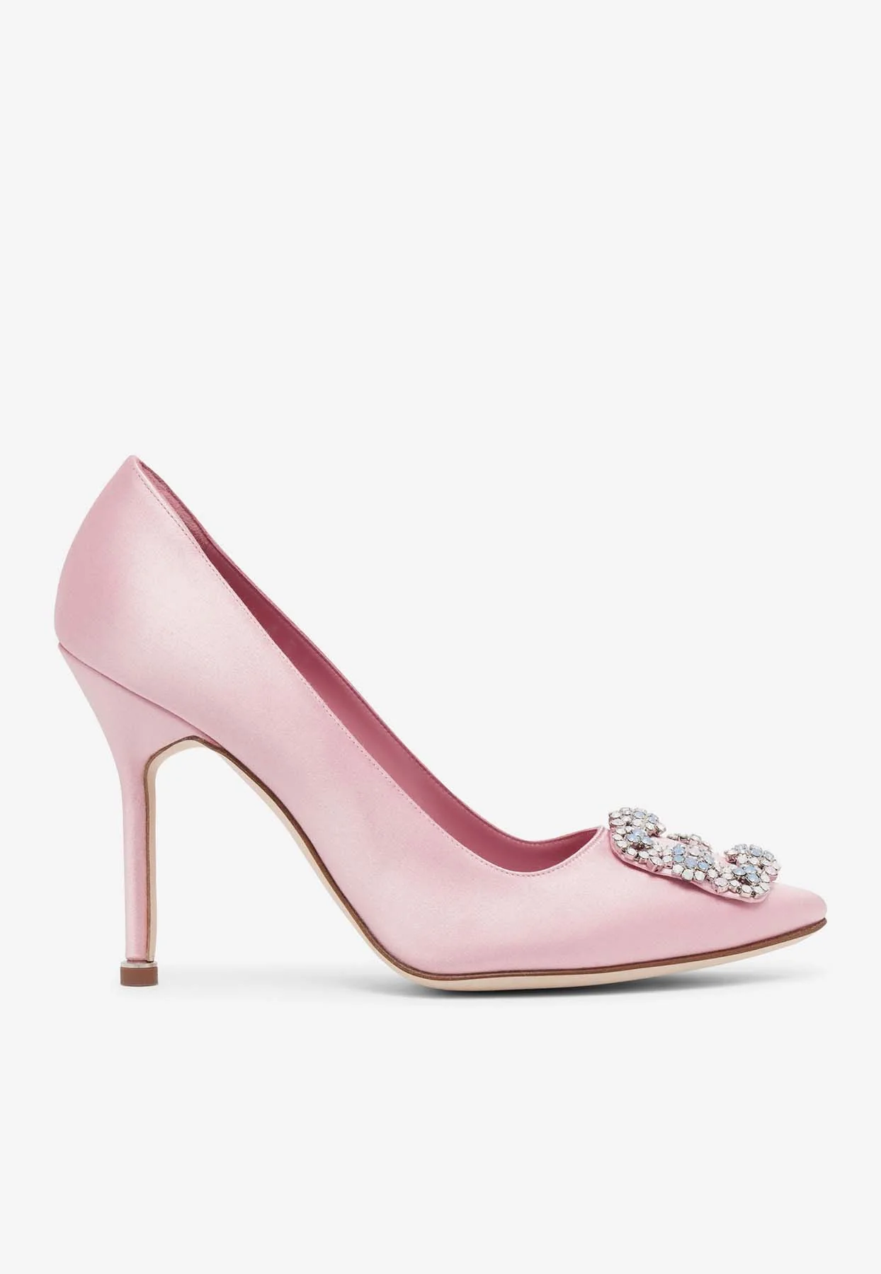 Manolo Blahnik Hangisi 105 Satin Jewel Buckle Pumps