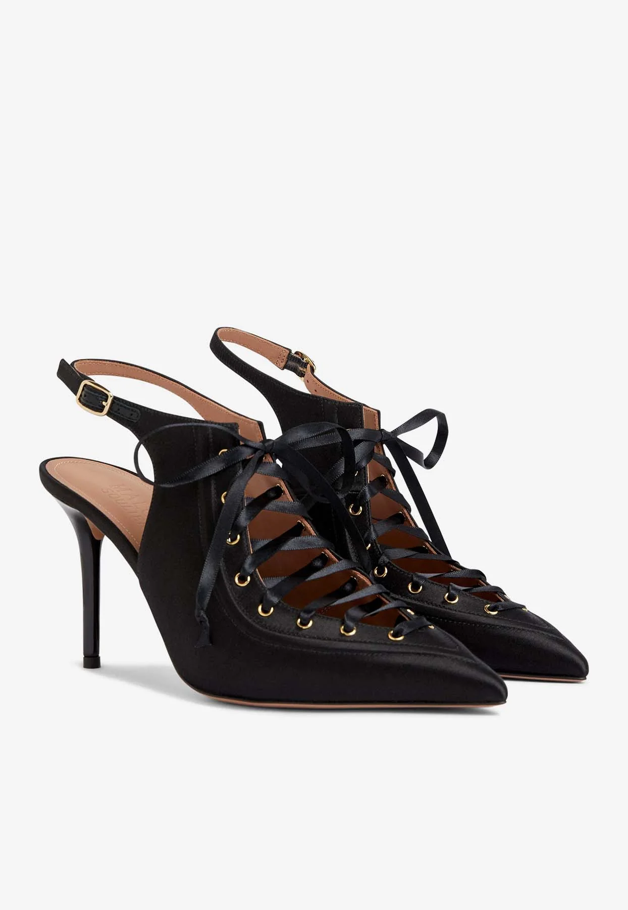 Malone Souliers Alessandra 85 Satin Slingback Pumps