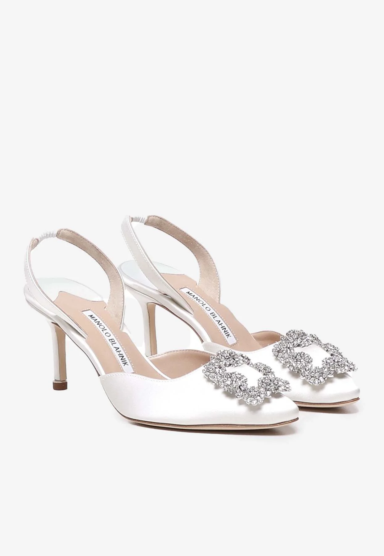 Manolo Blahnik Hangisi 70 Satin Slingback Pumps